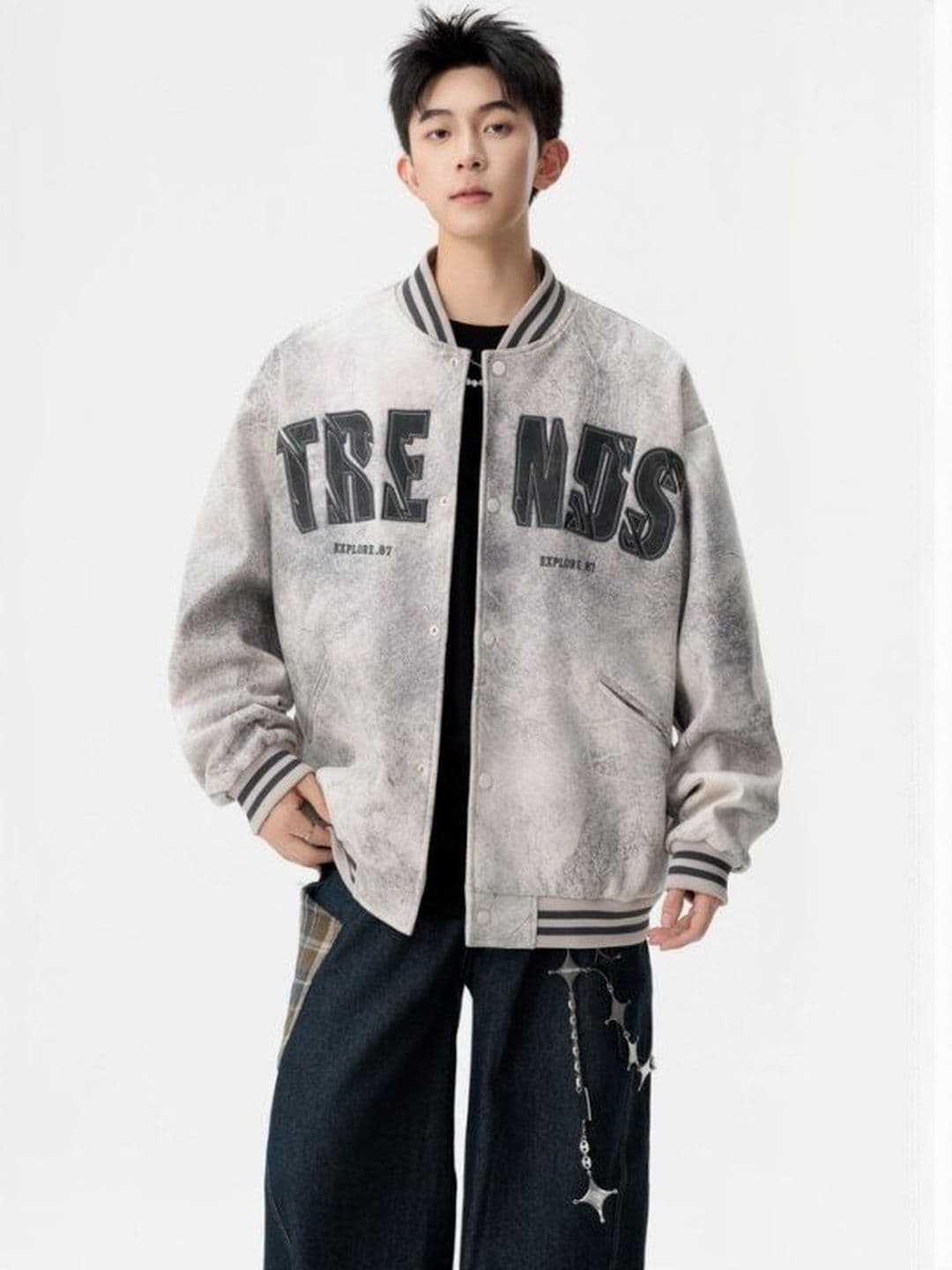 HERE&NOW Men Stand Collar Typography Printed Bomber Jacket - view 1