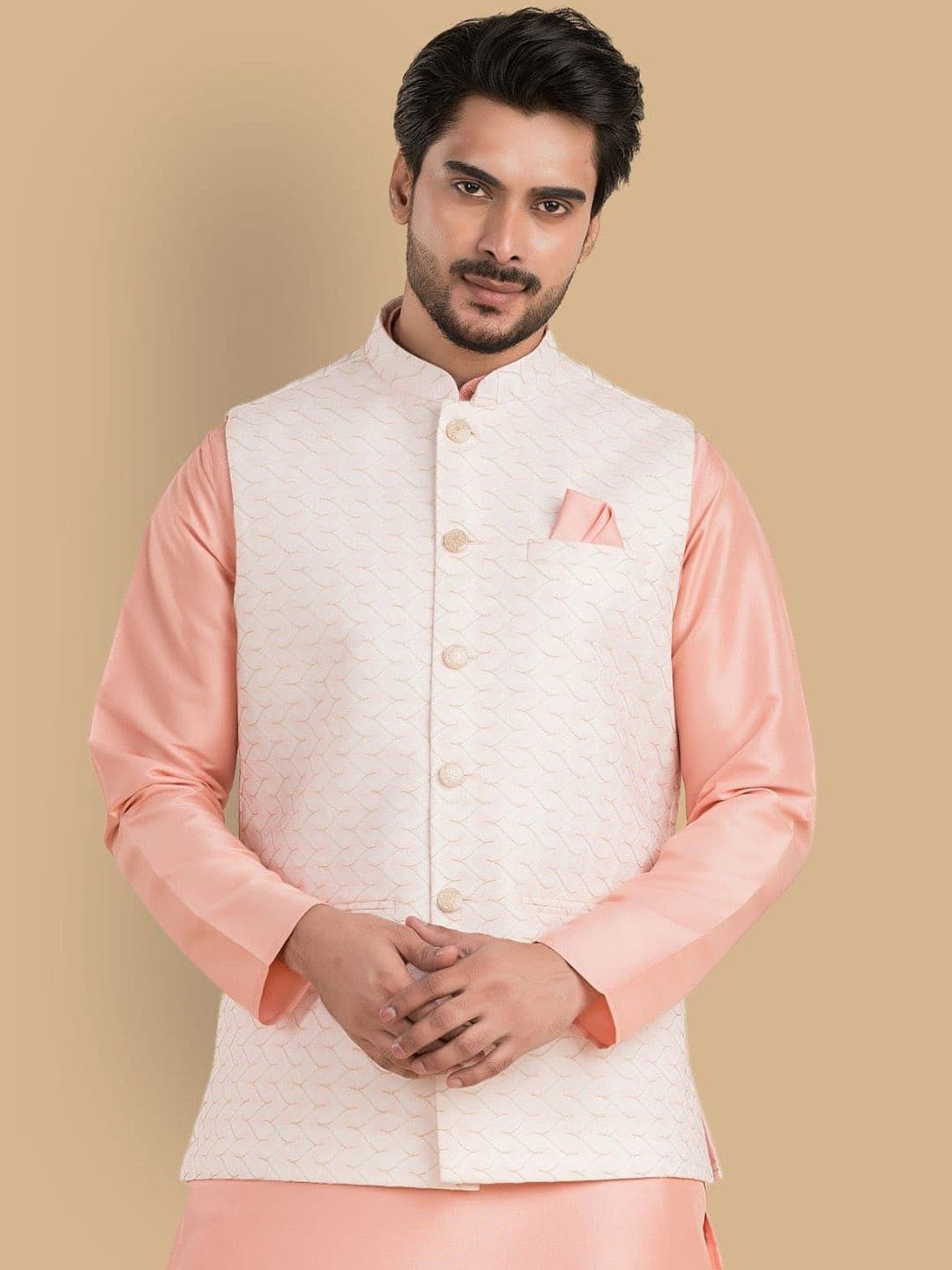 TRENDS OF ETHNIC Embroidered Mandarin Collar Nehru Jacket - view 1