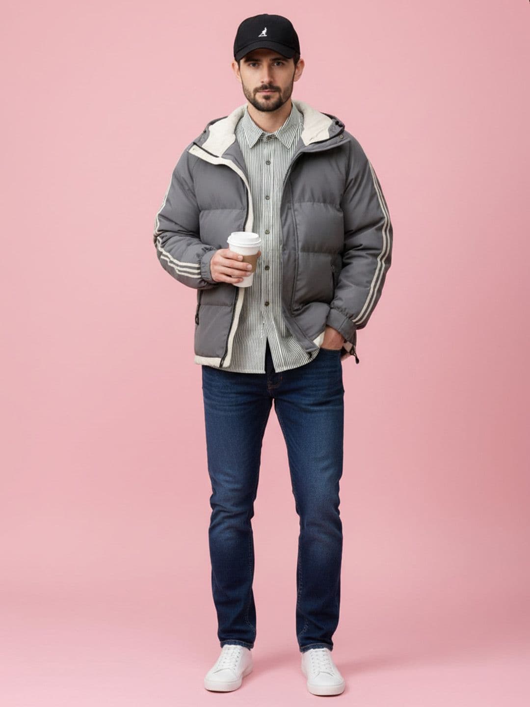 Mast & Harbour Hooded Patchwork Padded Jacket - view 1