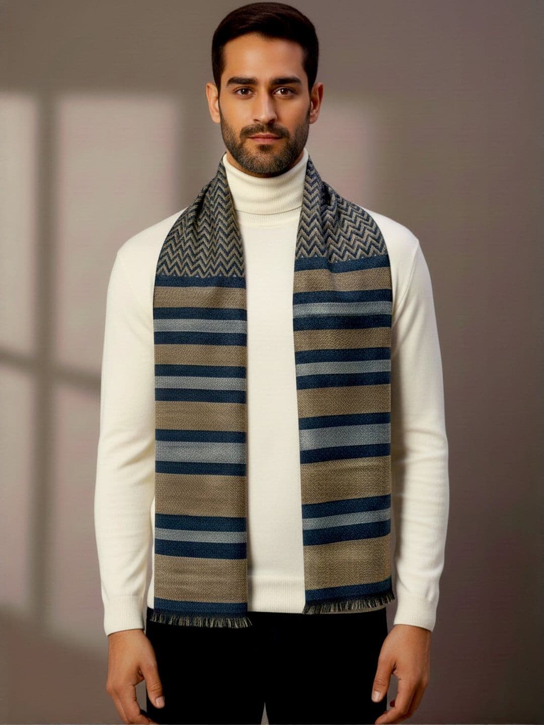 Zamour Men Striped Woollen Mufflers - view 1