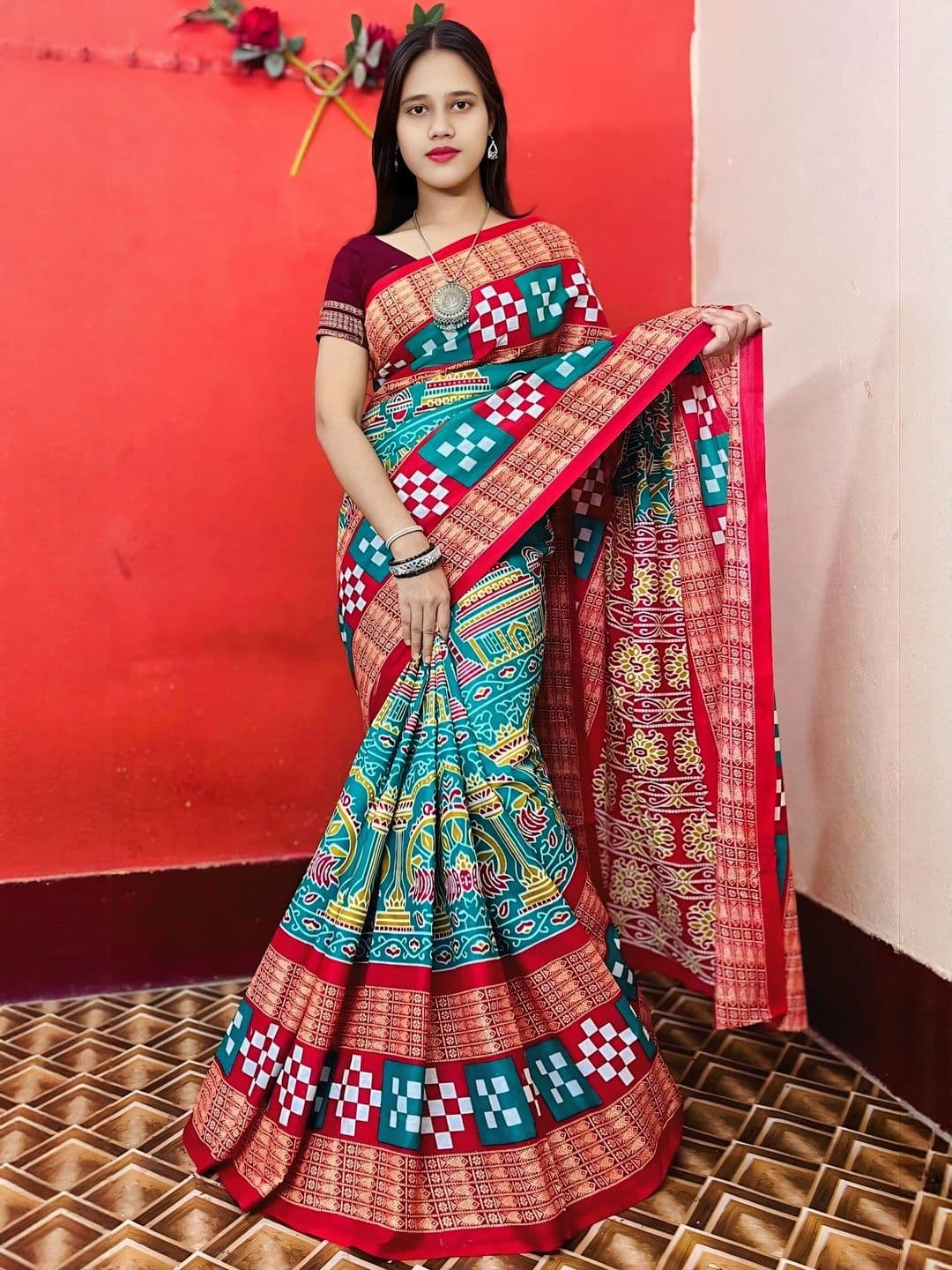 ARTFUL THREADS Ethnic Motifs Pure Cotton Handloom Sambalpuri Saree - view 1