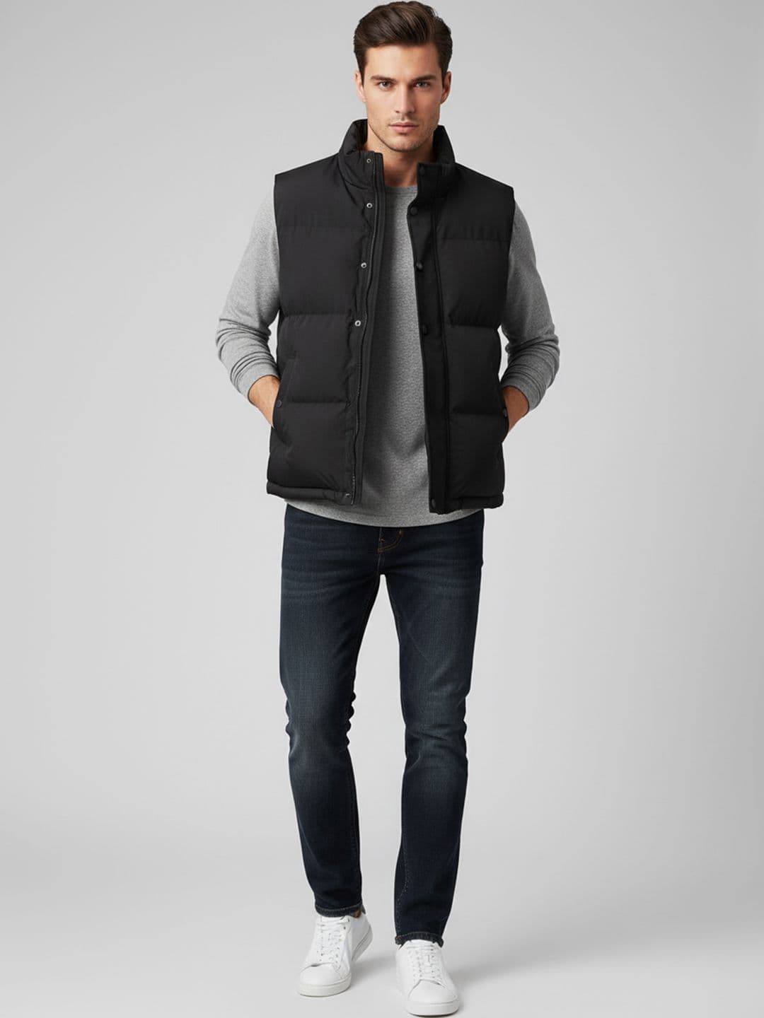 Mast & Harbour Men Mock Collar Solid Padded Jacket - view 1