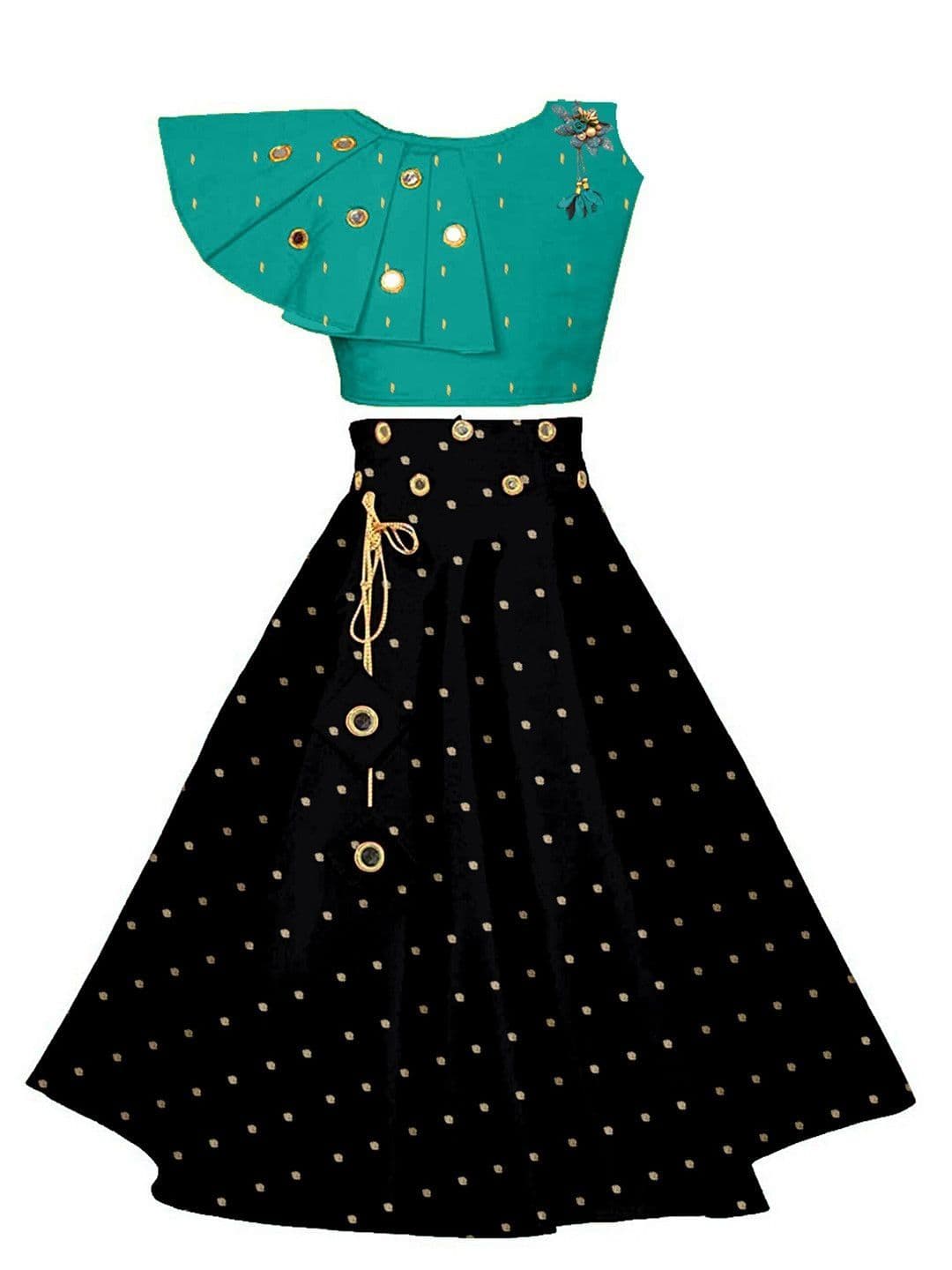 Sangria Girls Mirror Work Ethnic Wear Embellished Lehenga & Crop Top - view 1