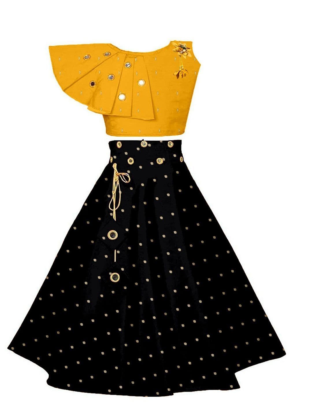 Sangria Girls Mirror Work Ethnic Wear Embellished Lehenga & Crop Top - view 1