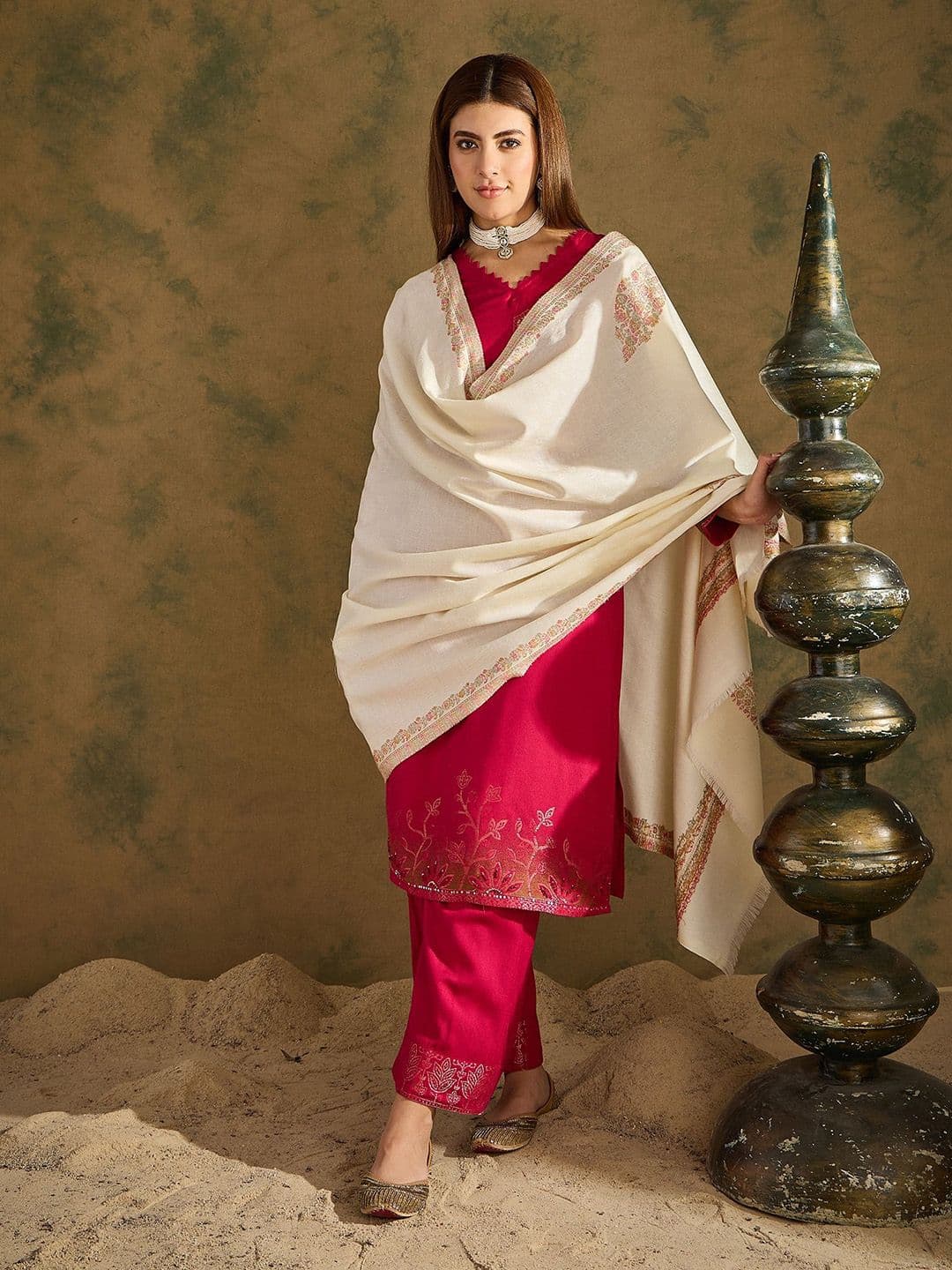 SAHASIKA Ethnic Motifs Woven Design Pashmina Woolen Shawl - view 1