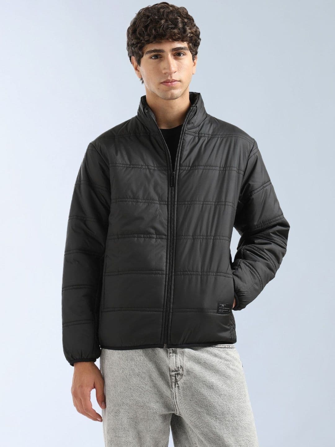 Flying Machine Men Mock Collar Solid Padded Jacket - view 1