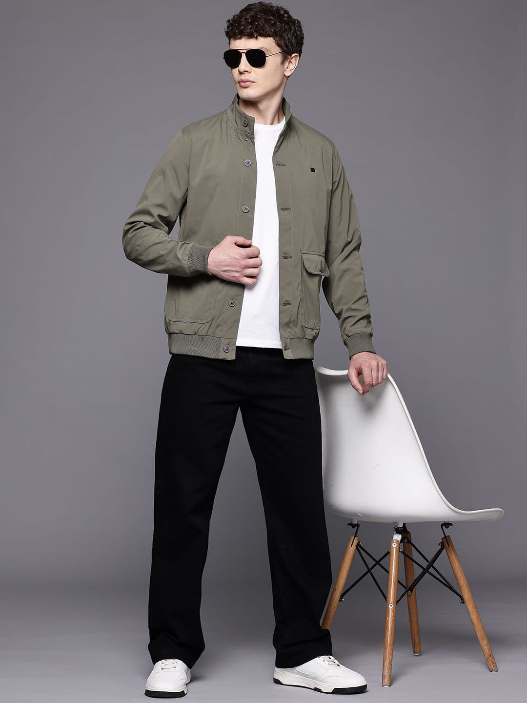 Allen Solly Mock Collar Button-Down Bomber Jacket - view 1