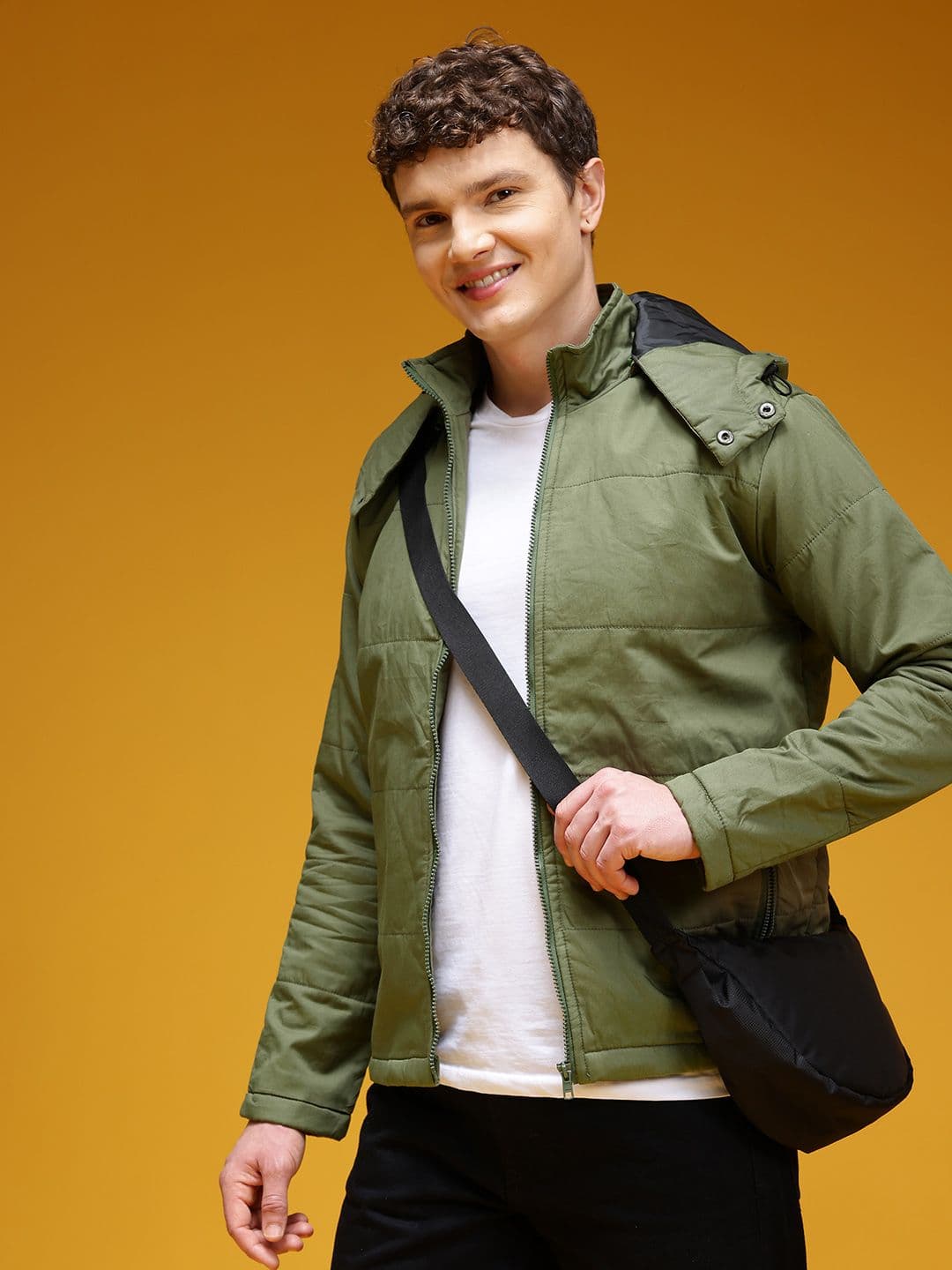 HERE&NOW Pure Cotton Padded Jacket with Detachable Hood - view 1
