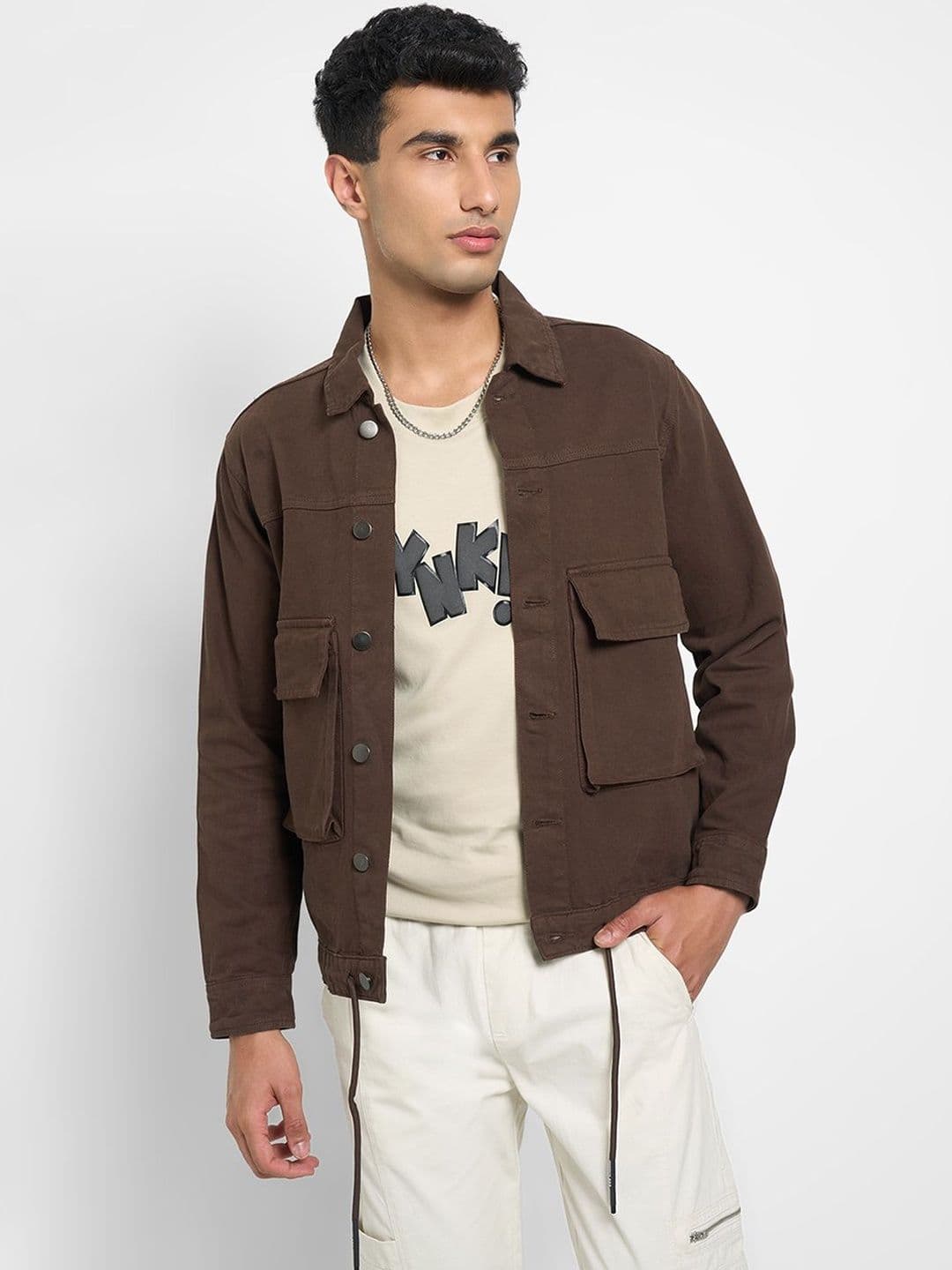 Street 808 by Pantaloons Spread Collar Pure Cotton Woven Jacket - view 1