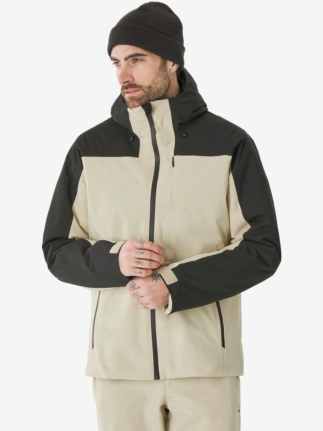 Decathlon Wedze - Men Beige and Black JKT 500 Freedom of Movement Ski and Snowboard Jacket - view 1