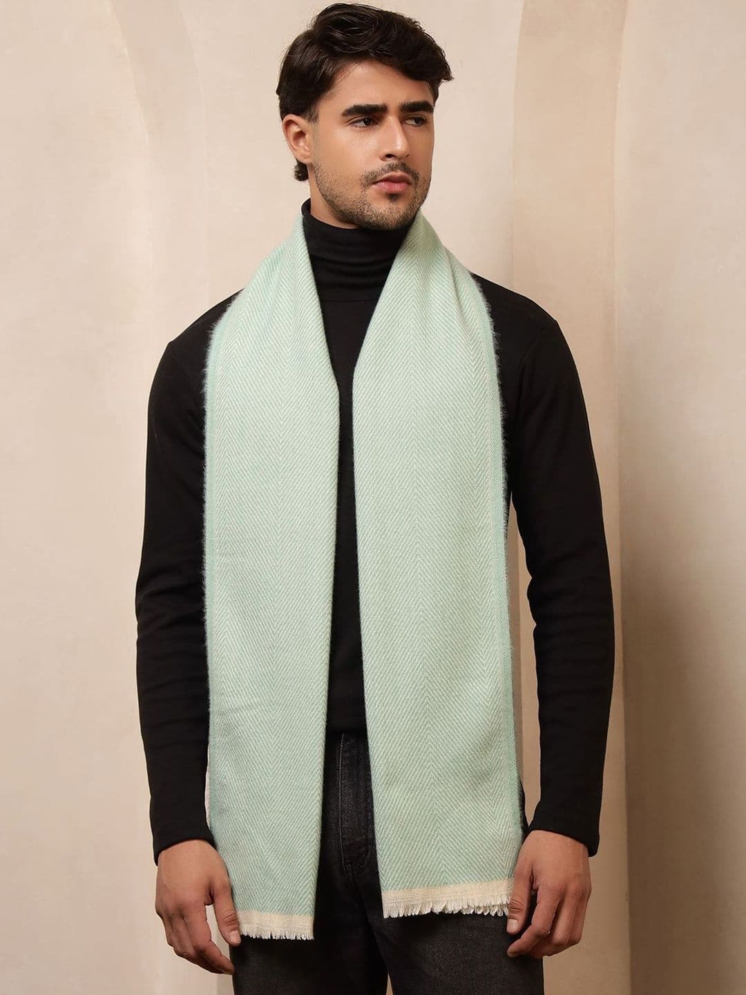 HANDICRAFT PALACE Men Patterned Merino Wool Mufflers - view 1