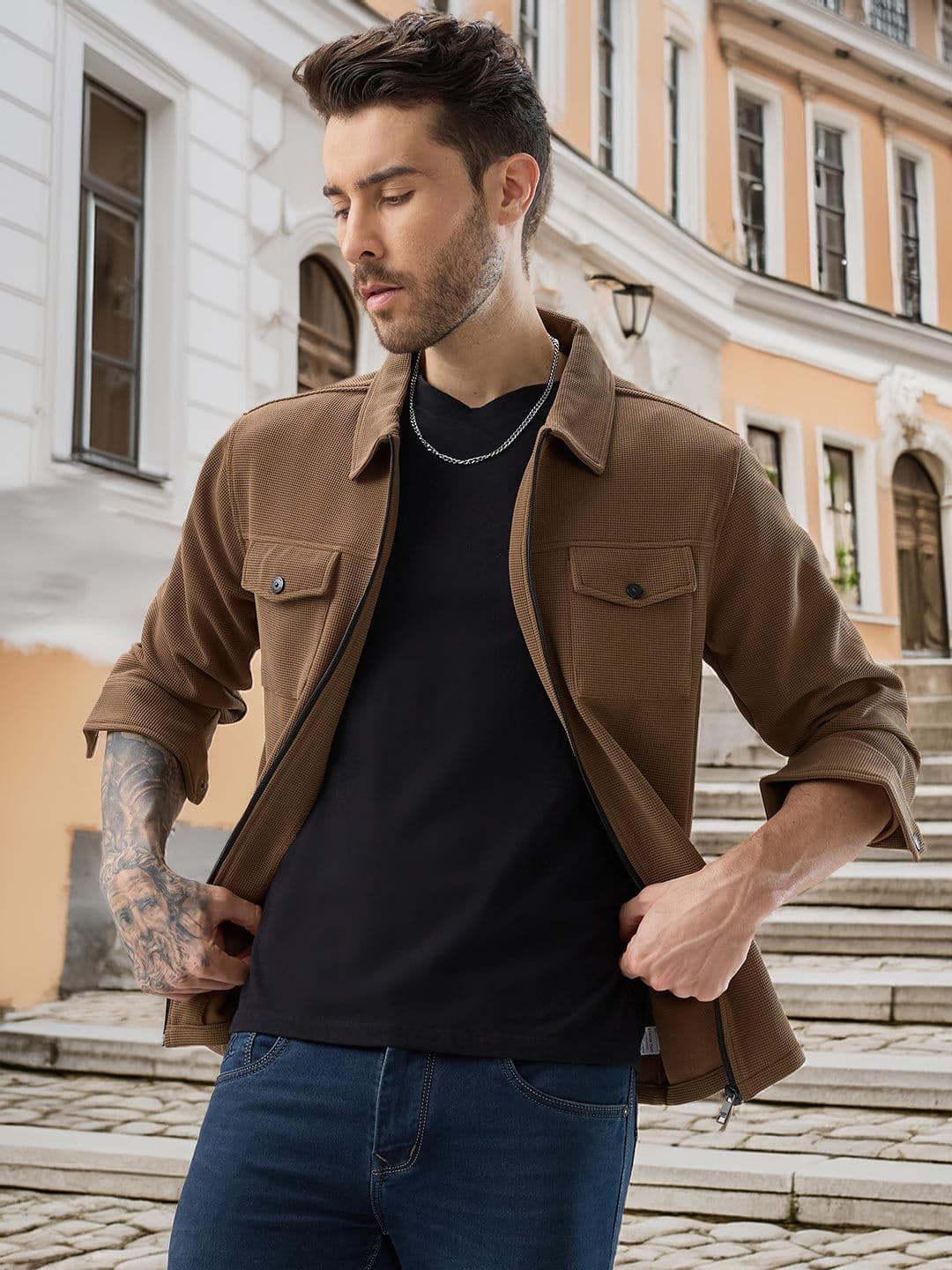 Status Quo Textured Chest Pocket Tailored Jacket - view 1