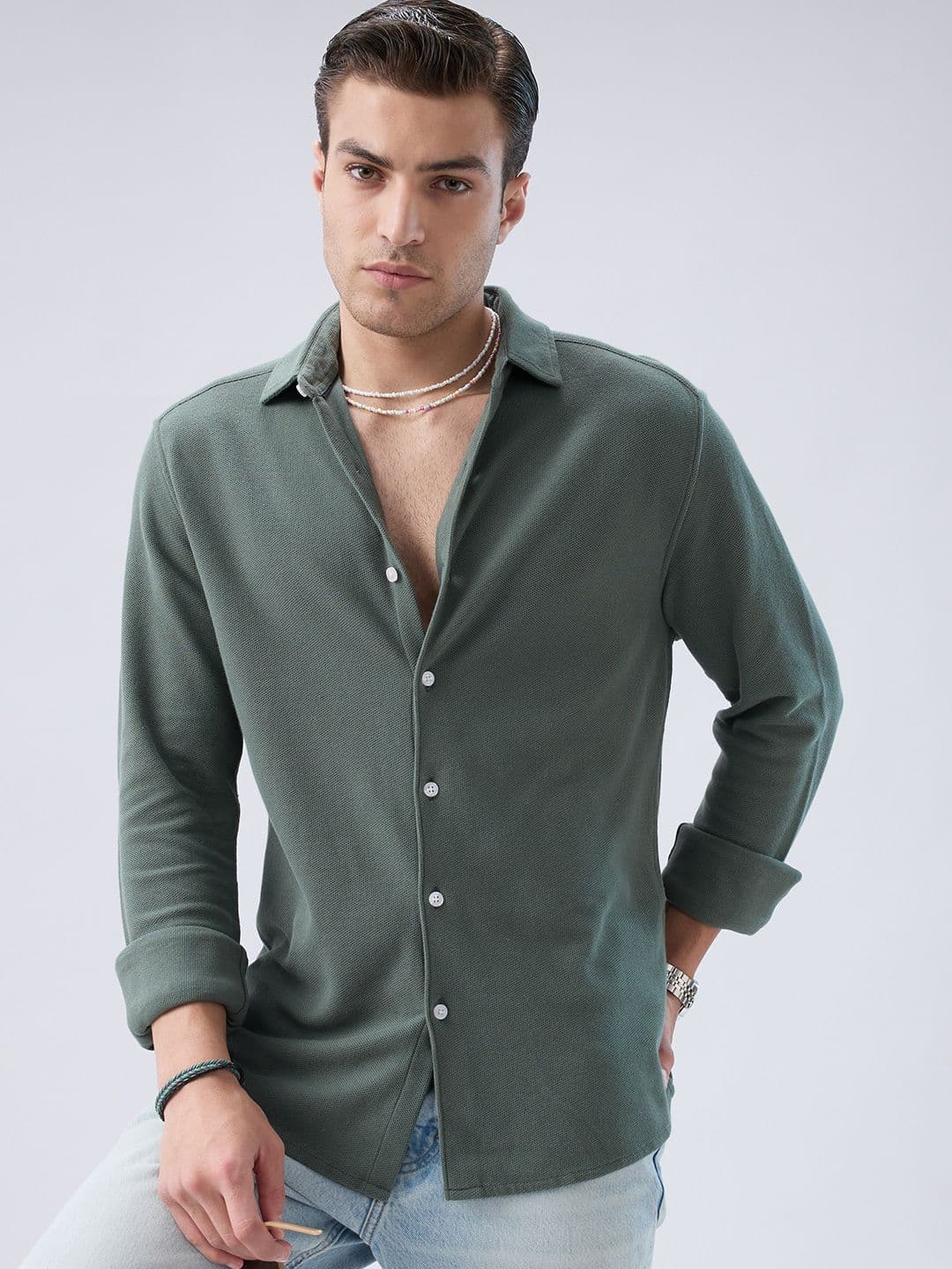 VASTRADO Forest Soft Cotton Long Sleeves Slim Fit Shirt - view 1