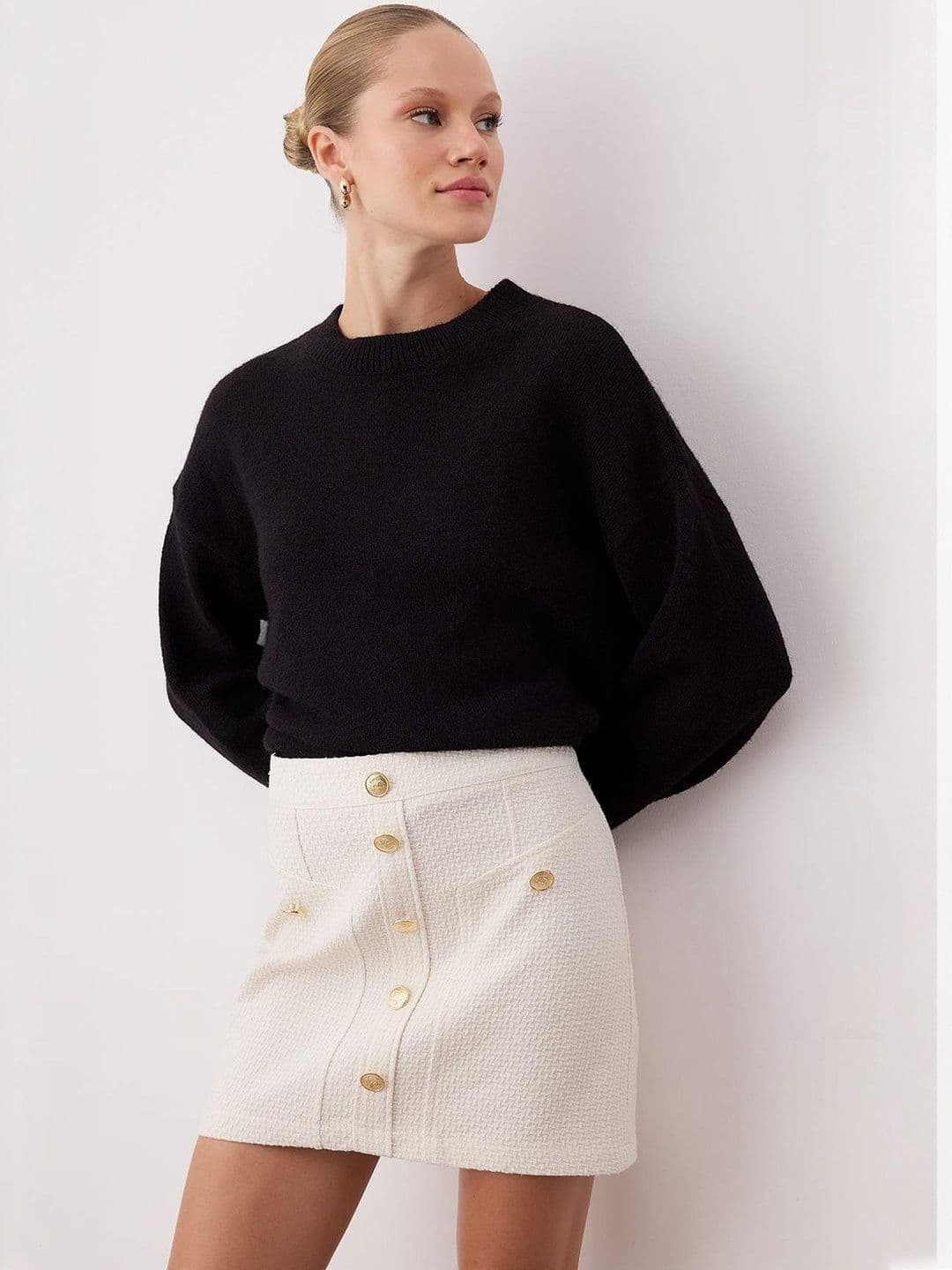 Trendyol Women Textured Above-Knee Straight Skirt with Zip - view 1