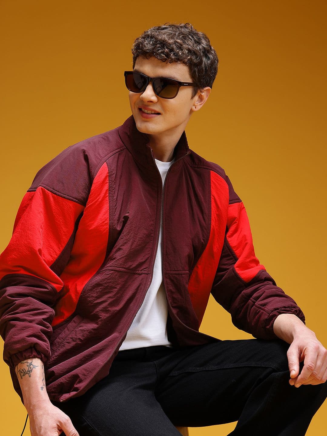 HERE&NOW Drop-Shoulder Colourblocked Padded Jacket - view 1