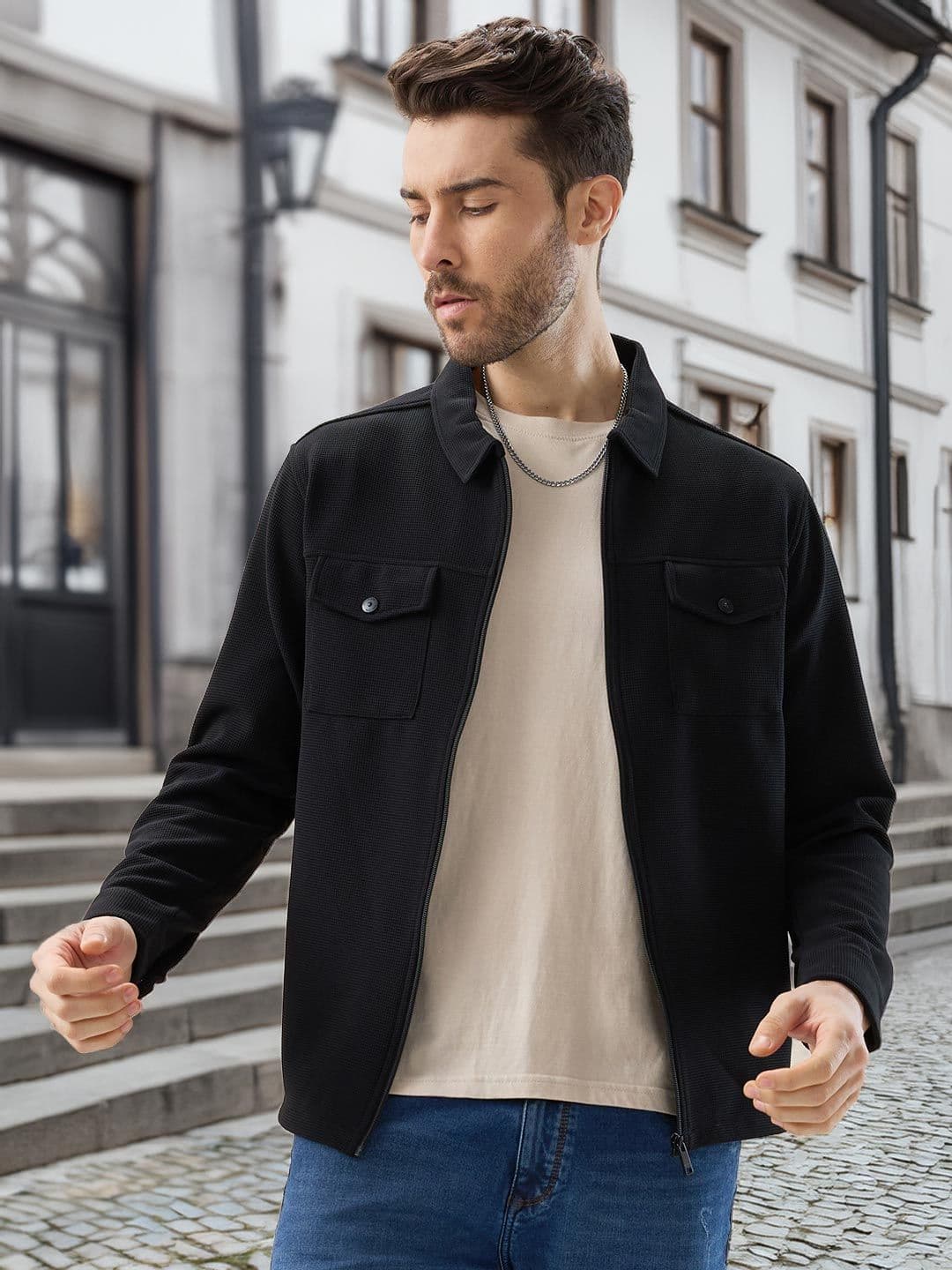 Status Quo Textured Lightweight Tailored Jacket - view 1