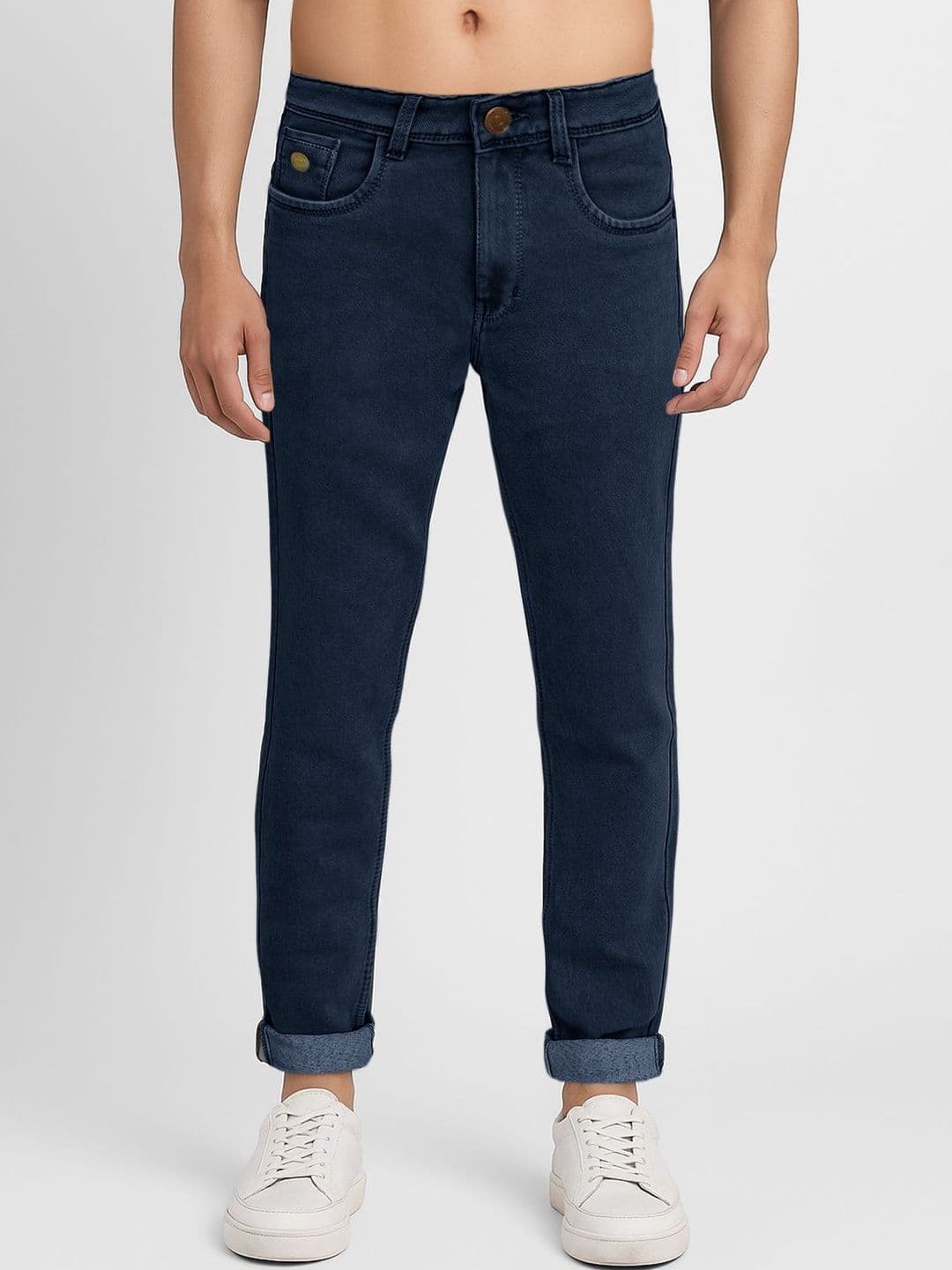 Plounge Men Slim Fit Mid-Rise Embroidered Stretchable Jeans - view 1