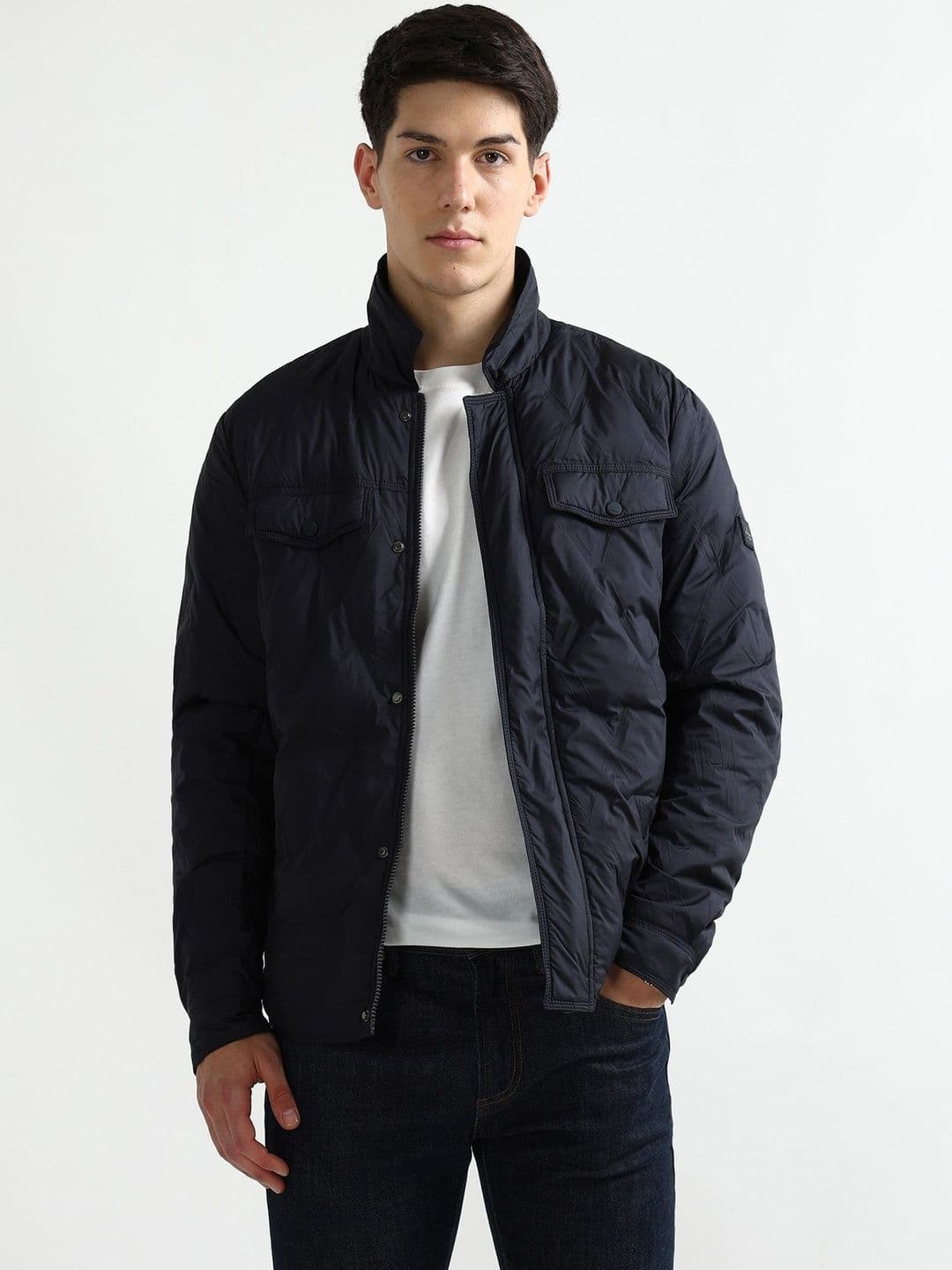 Arrow Sport Men Stand Collar Solid Lightweight Padded Jacket - view 1