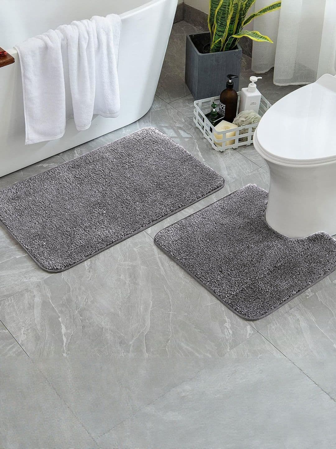 LUXEHOME INTERNATIONAL Grey 2 Pieces Textured 2200 GSM Anti-Kid Bath Mat - view 1
