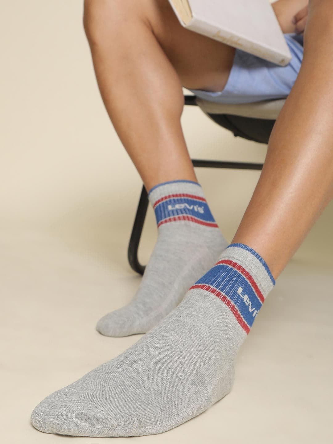 Levis Men LS207 Pack of 3 Cotton Stretch Non Terry Ankle Mid Cut Socks - view 1