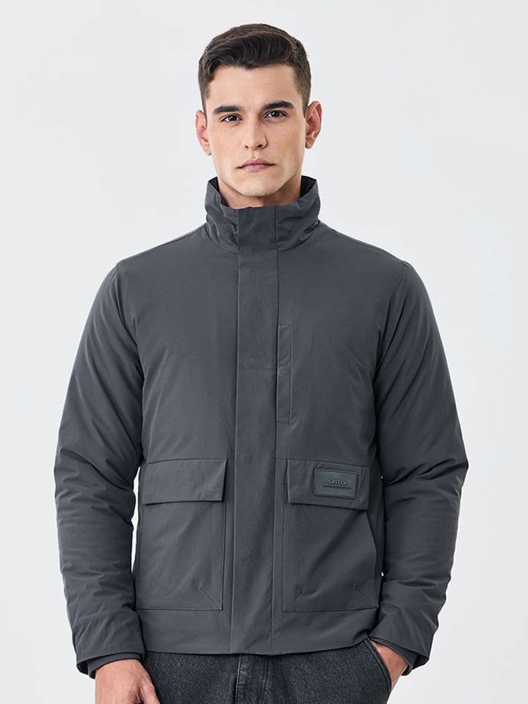 Snitch Charcoal Grey Solid Jacket - view 1