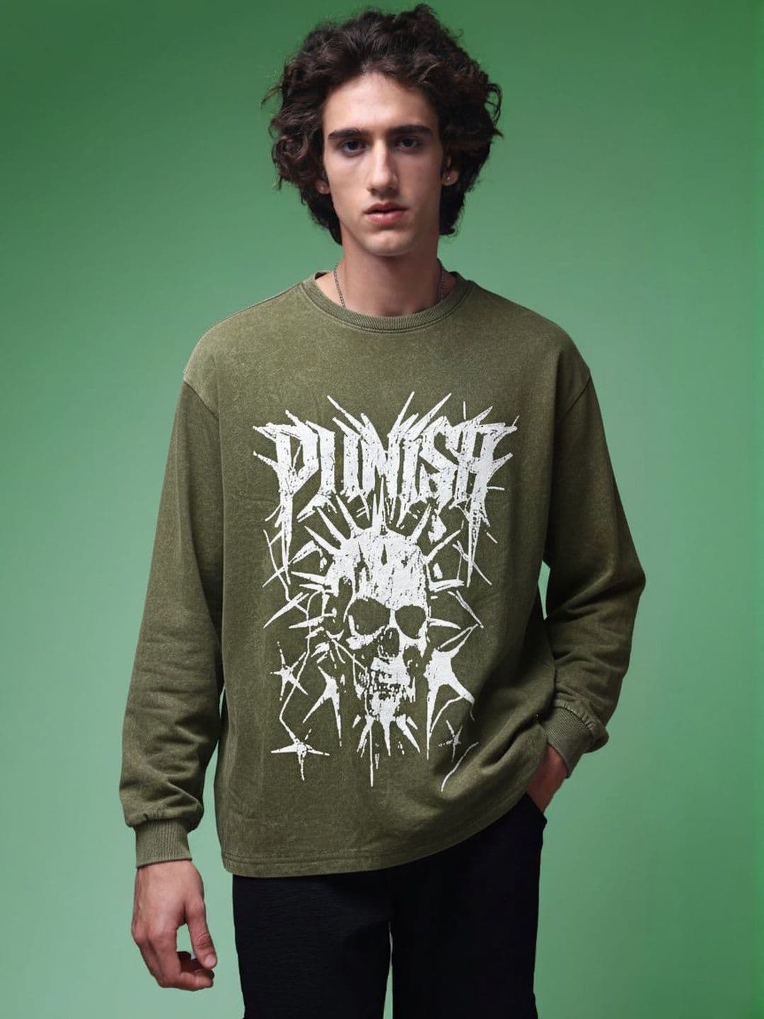MADSTO Men Graphic Printed Acid Wash Cotton Oversized T-shirt - view 1