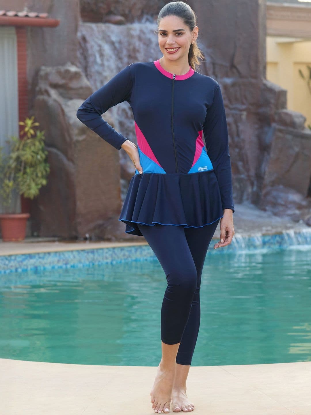 ROVARS Women Colourblocked Round Neck Legsuit - view 1