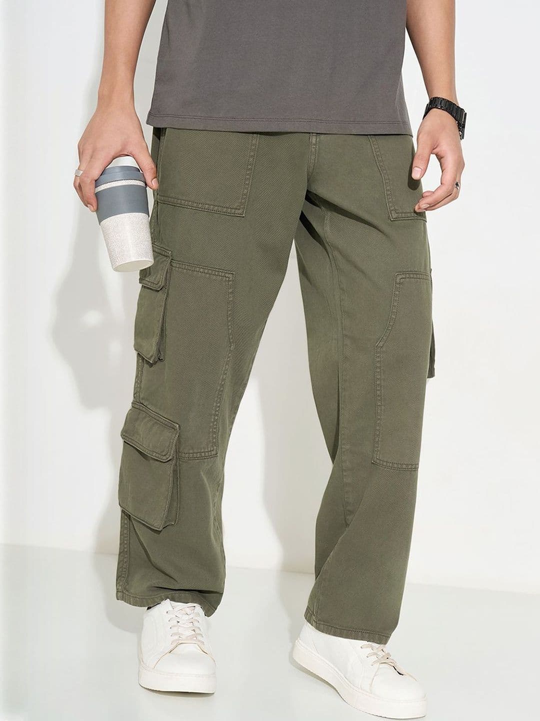 SF JEANS by Pantaloons Men Cotton Flared Mid-Rise Cargo Jeans - view 1