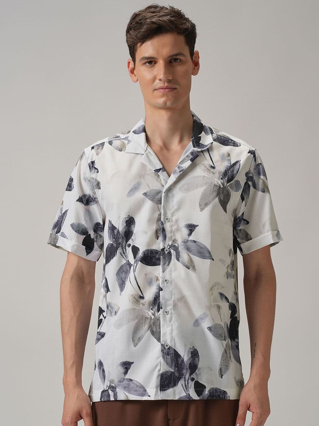 Banana Club Petal Strewn Floral Viscose Rayon Short Sleeves Slim Fit Shirt - view 1