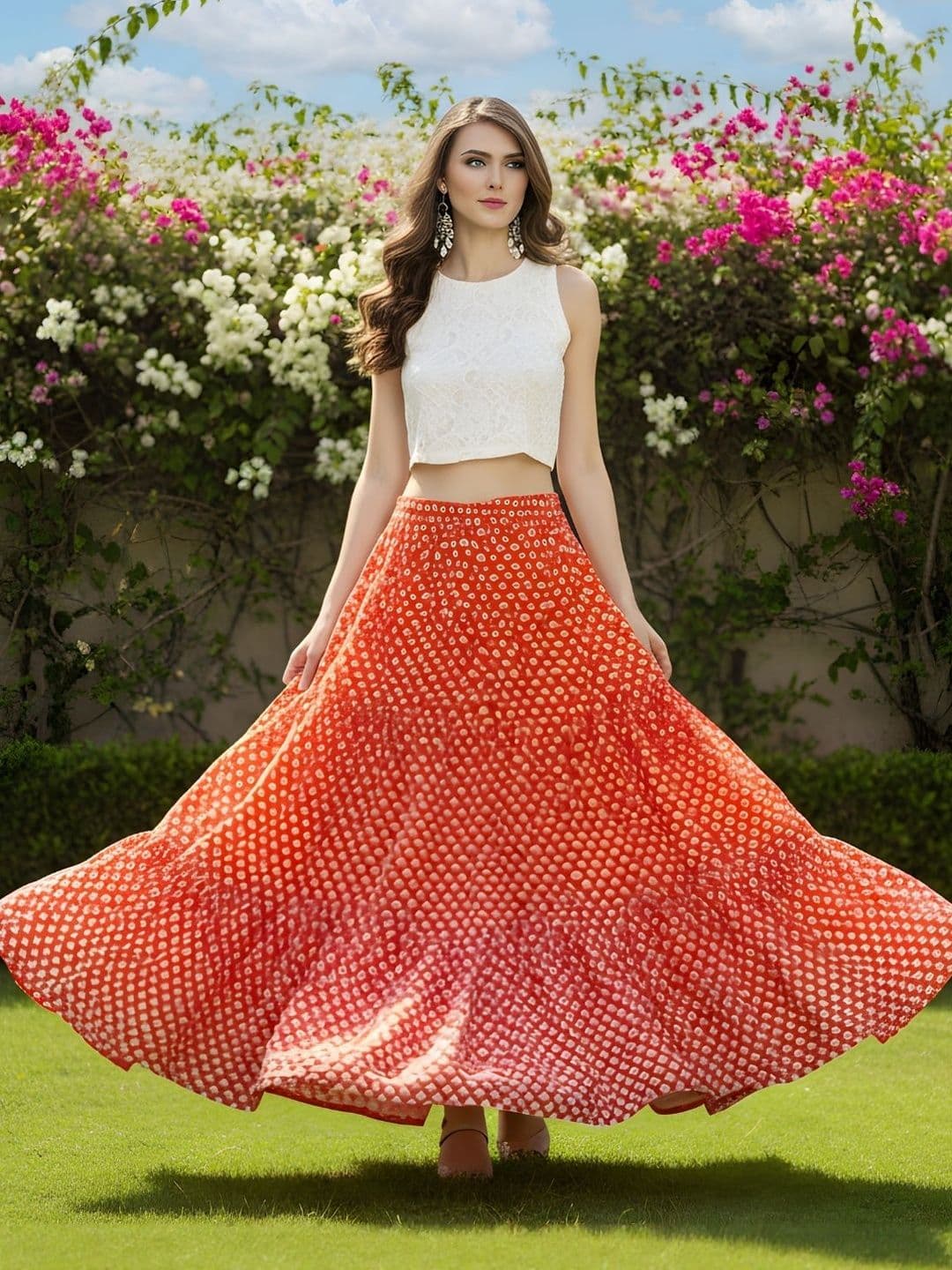 Sera Women Printed High-Rise Pure Cotton Tiered Maxi Skirt - view 1
