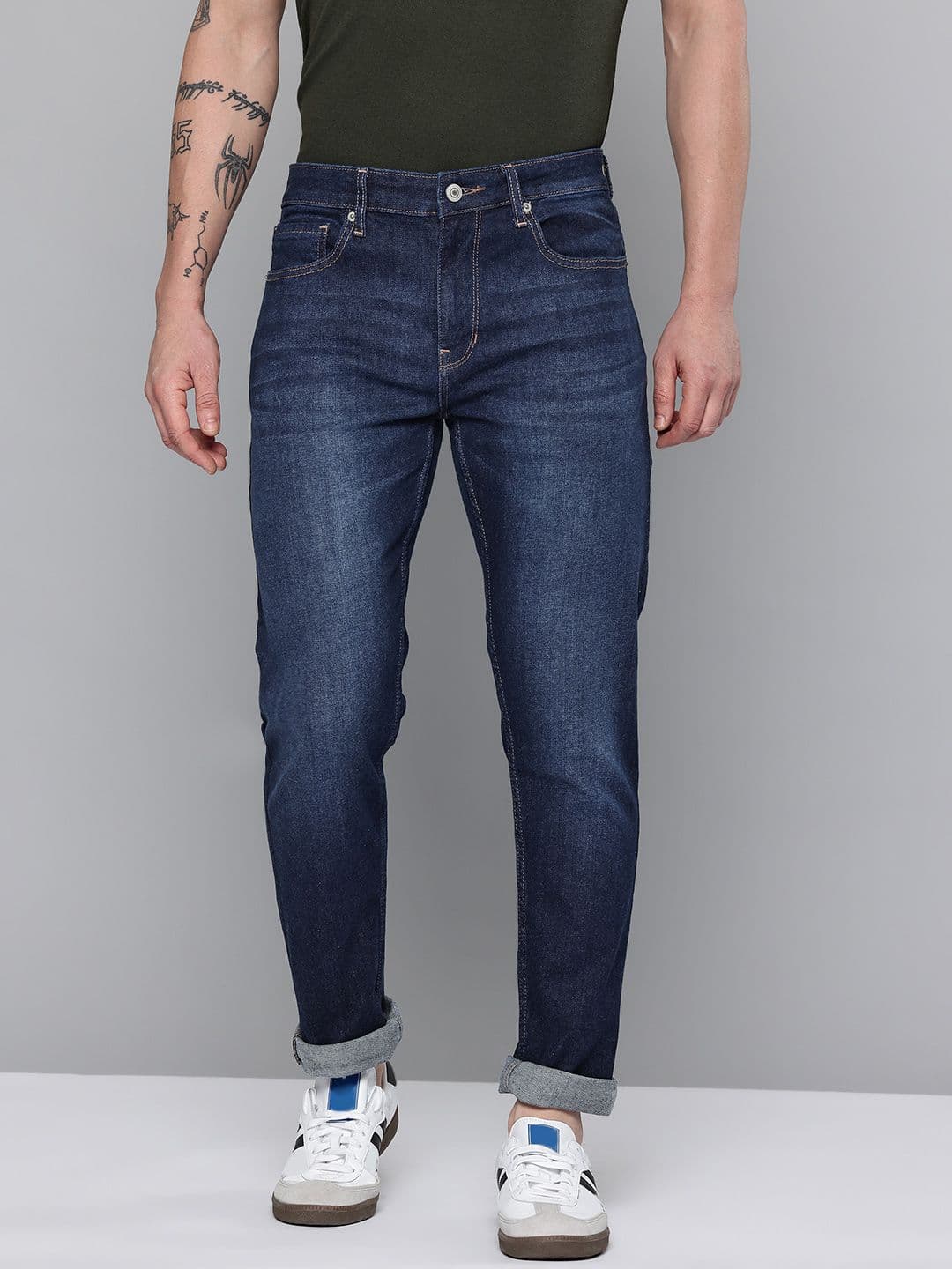 Flying Machine Men Tapered Slim Fit Mid-Rise Light Fade Stretchable Jeans - view 1