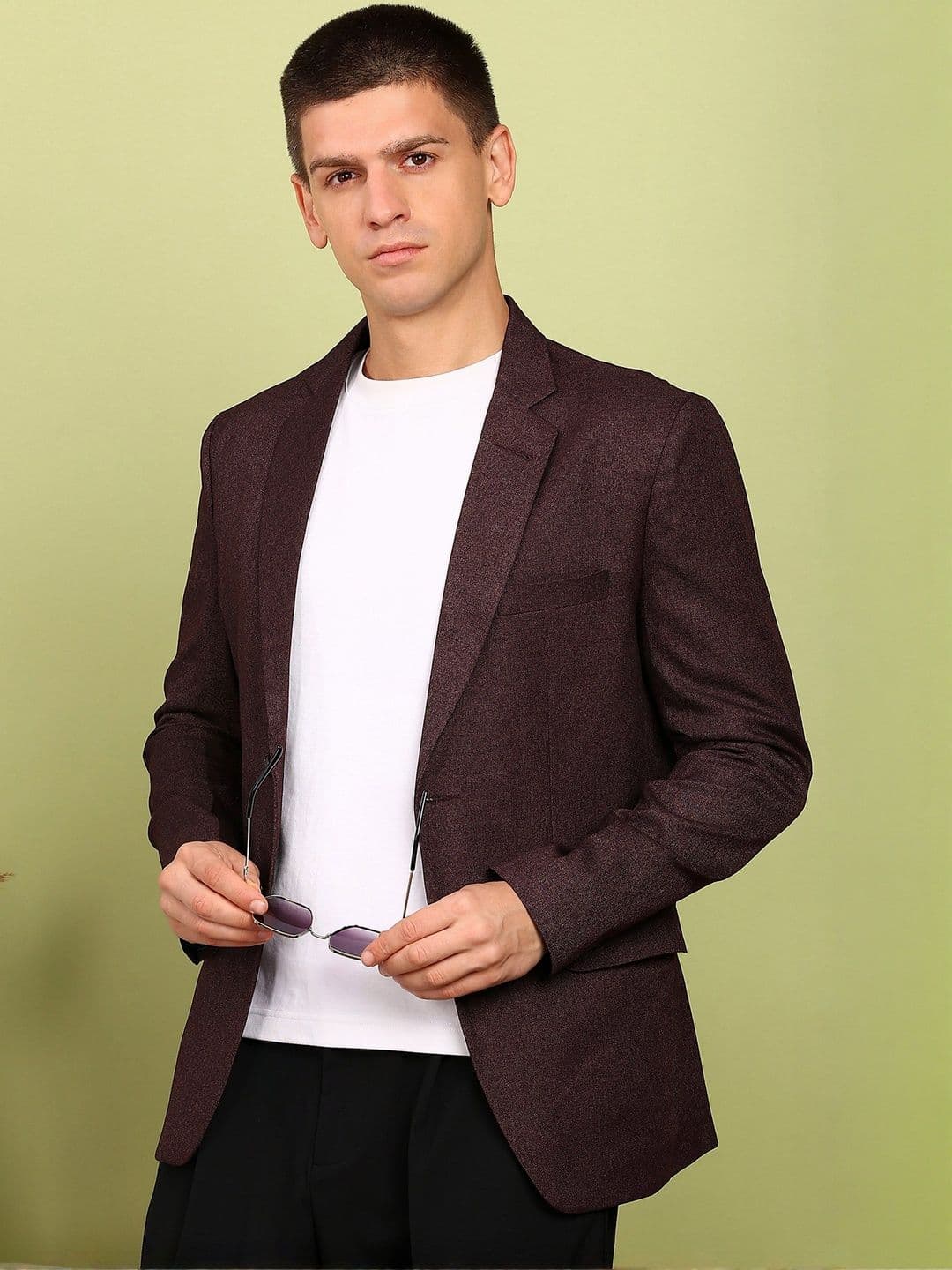 FUBAR Slim Fit Notched Lapel Collar Single Breasted Formal Blazer - view 1