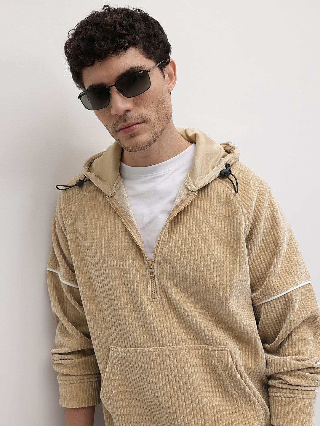 The Roadster Life Co. Ribbed Hooded Half-Zipper Corduroy Tailored Jacket - view 1