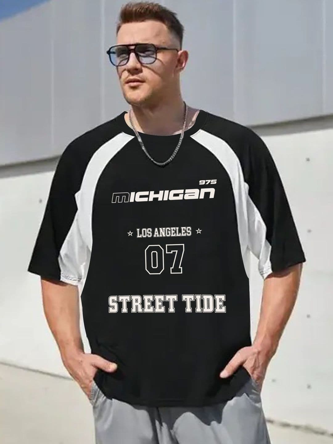 JUMPCUTS Men Typography Printed Round Neck Cotton Oversized T-shirt - view 1