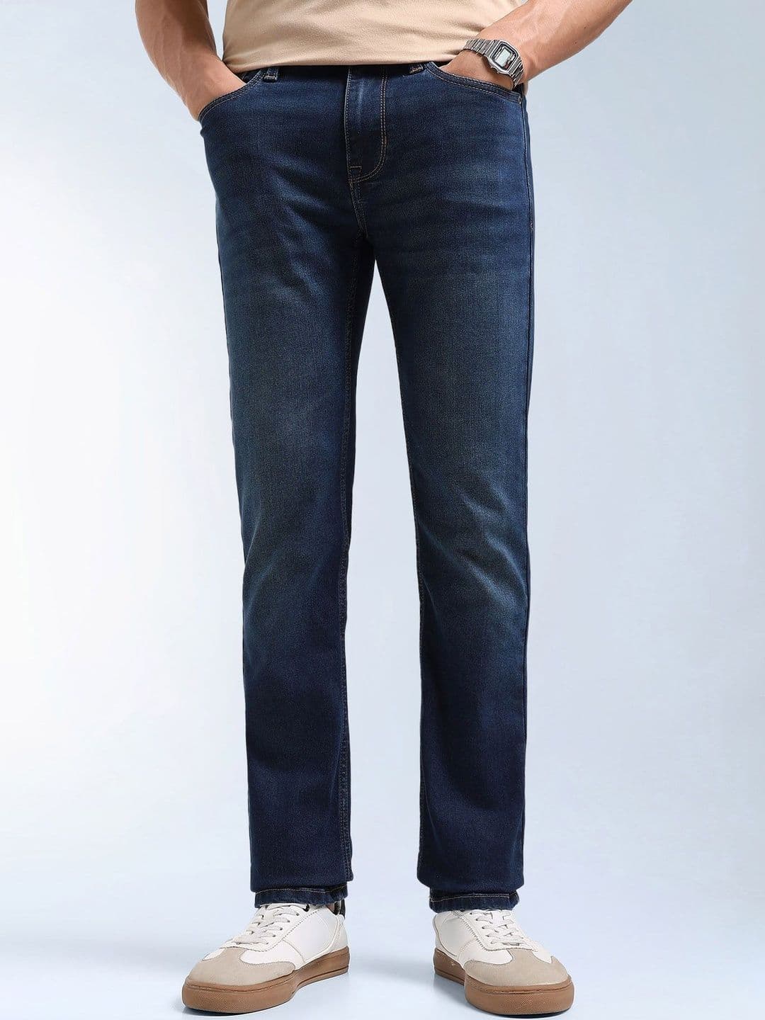 Flying Machine Men Straight Fit Mid-Rise Light Fade Stretchable Jeans - view 1