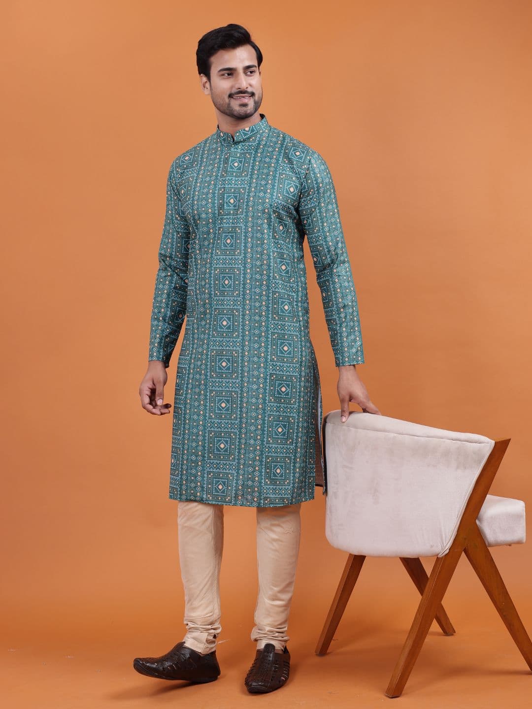 TABARD Bandhani Printed Mandarin Collar Pure Cotton Straight Kurta - view 1