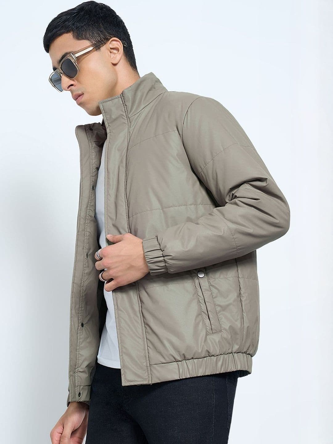 SF JEANS by Pantaloons Men Stand Collar Solid Padded Jacket - view 1
