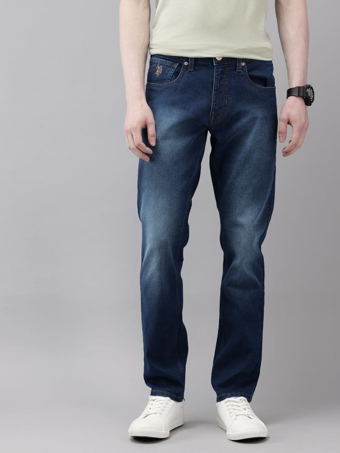 U.S. Polo Assn. Denim Co. Men Brandon Slim Tapered Fit Heavy Fade Stretchable Jeans