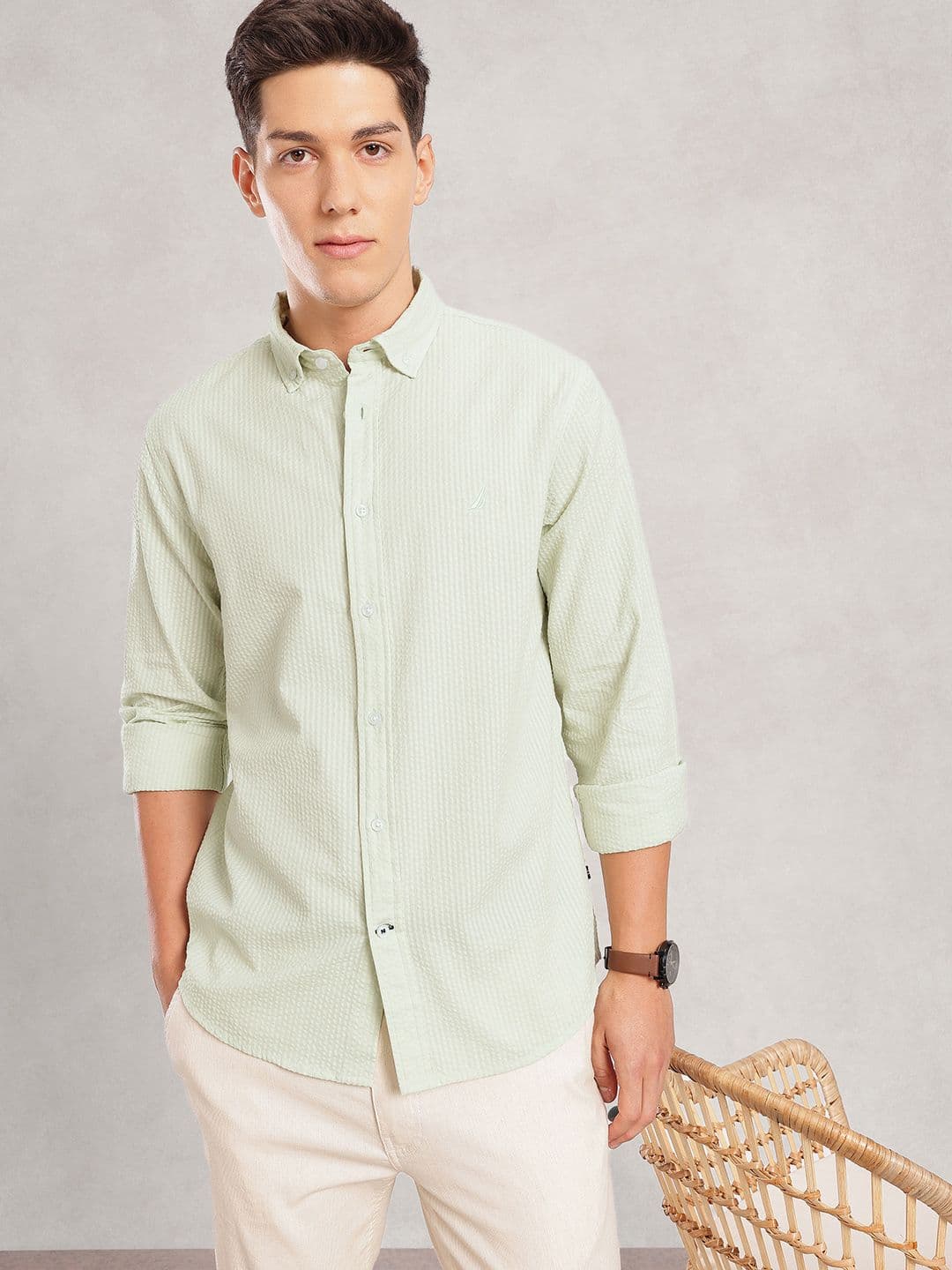 Nautica Slim Fit Textured Pure Cotton Casual Shirt - view 1