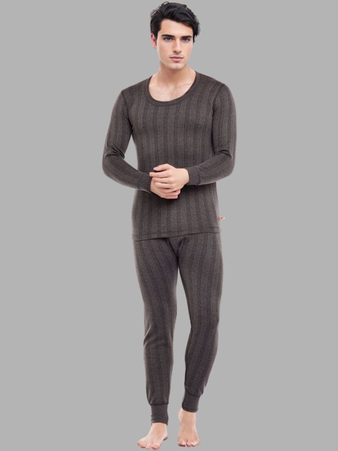 MACK JONNEY Men Striped Winter Body Warmer Breathable & Quick-Drying Thermal Set - view 1