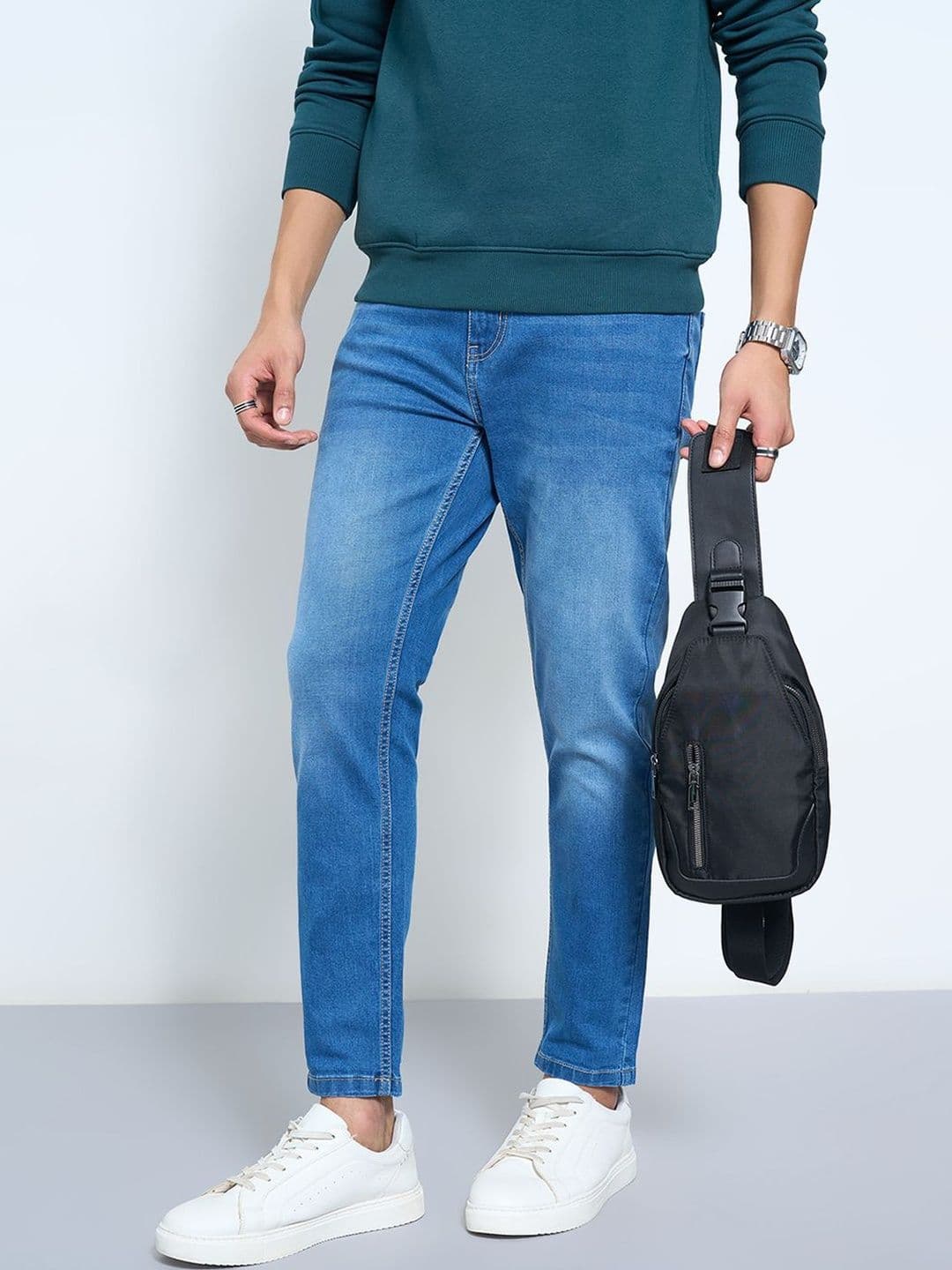 SF JEANS by Pantaloons Men Slim Fit Mid-Rise Light Fade Jeans - view 1