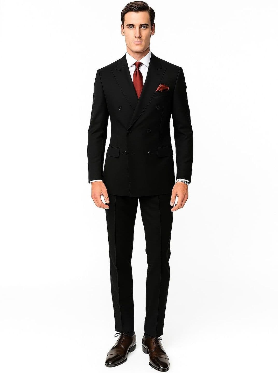 RISANI Men Regular Fit Double-Breasted Notched Collar 2-Piece Suit - view 1