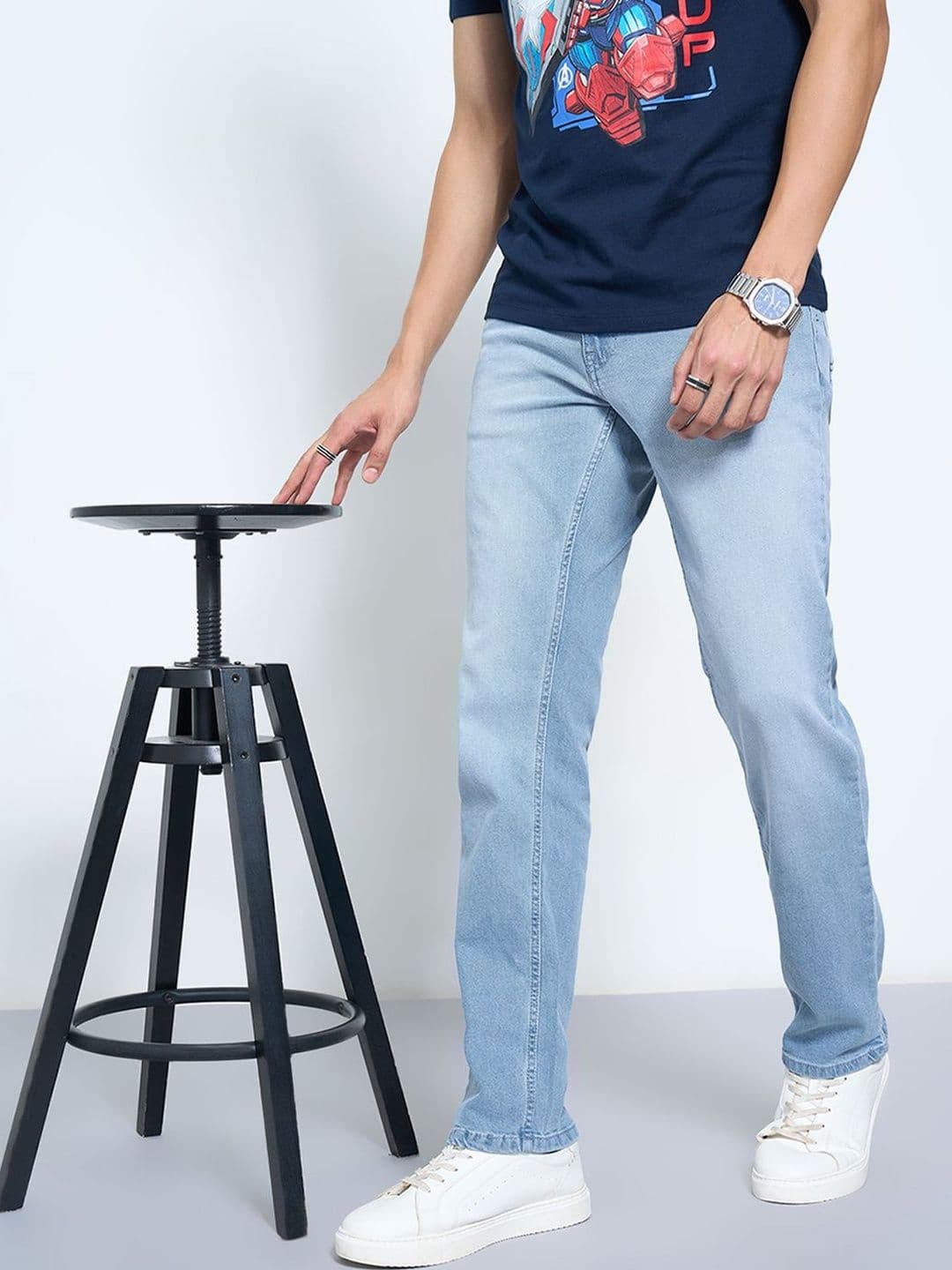 SF JEANS by Pantaloons Men Straight Fit Mid-Rise Jeans - view 1