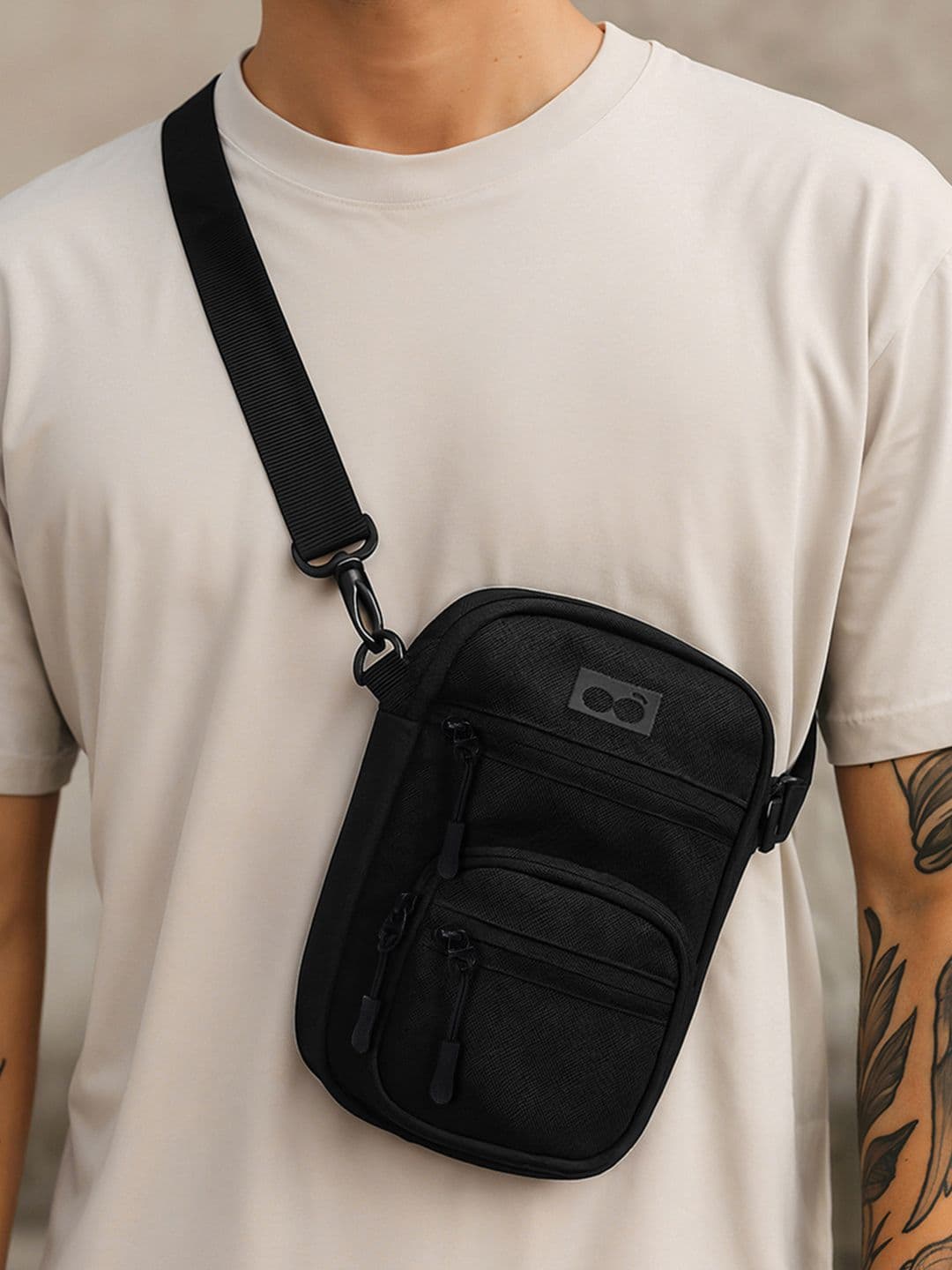 Bewakoof Unisex Black Stackable Sling Bag - view 1