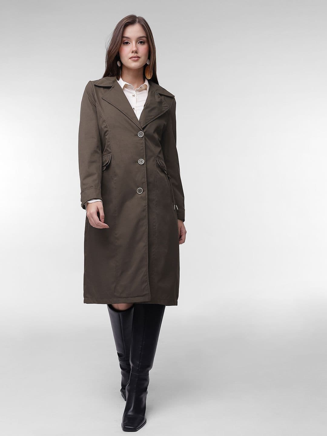 French Connection Single Breasted Knee Length Trench Coat - view 1