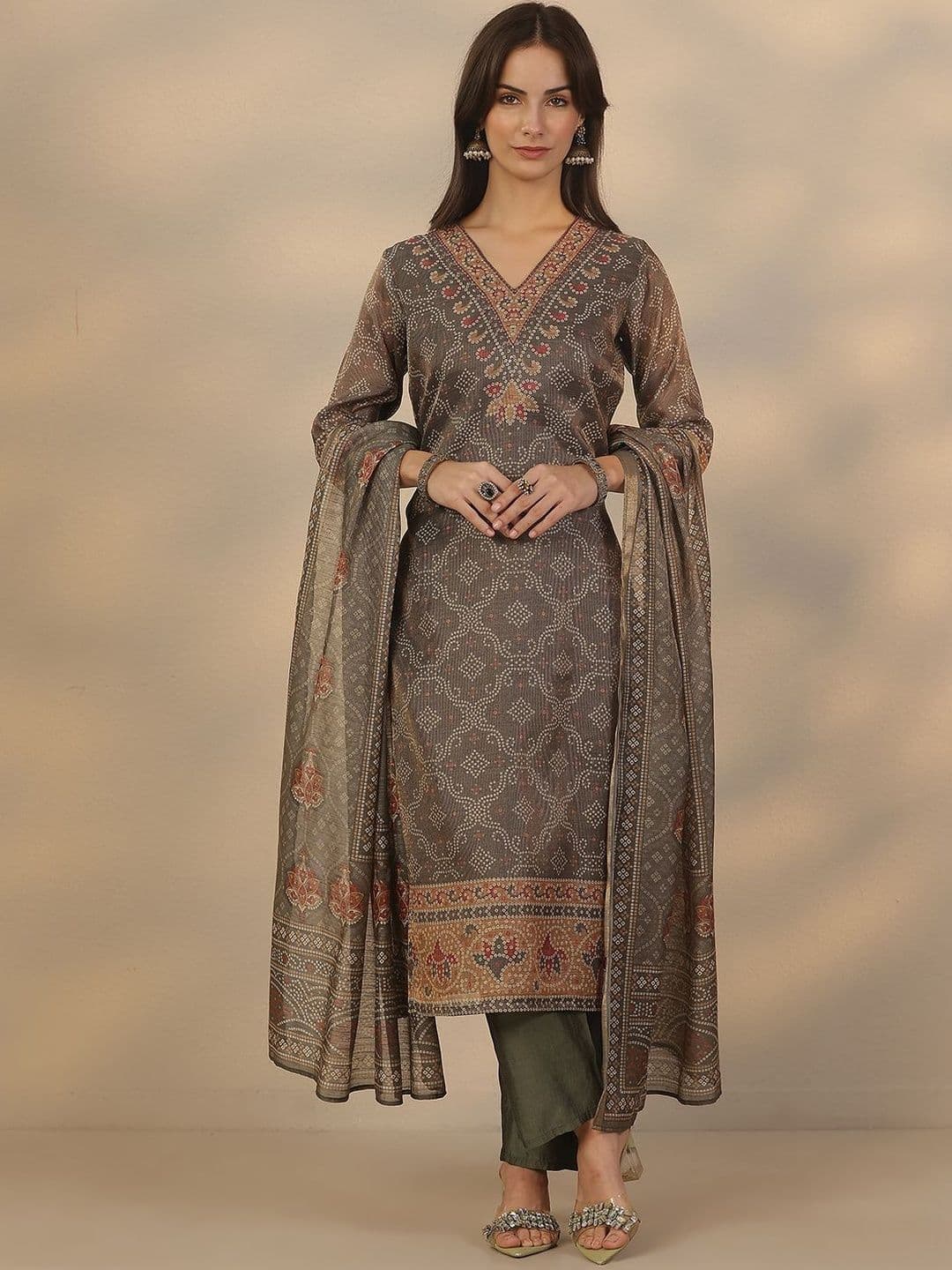 Gerua By Libas Women Ethnic Motifs Printed Regular Kurta with Trousers & With Dupatta - view 1