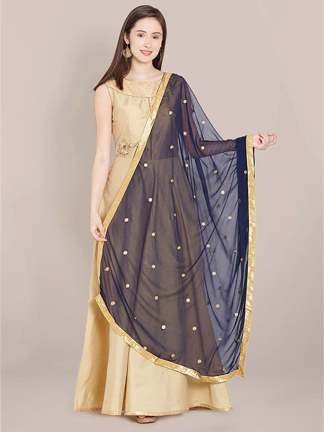 Dupatta Bazaar Ethnic Motifs Embroidered Dupatta with Sequinned - view 1