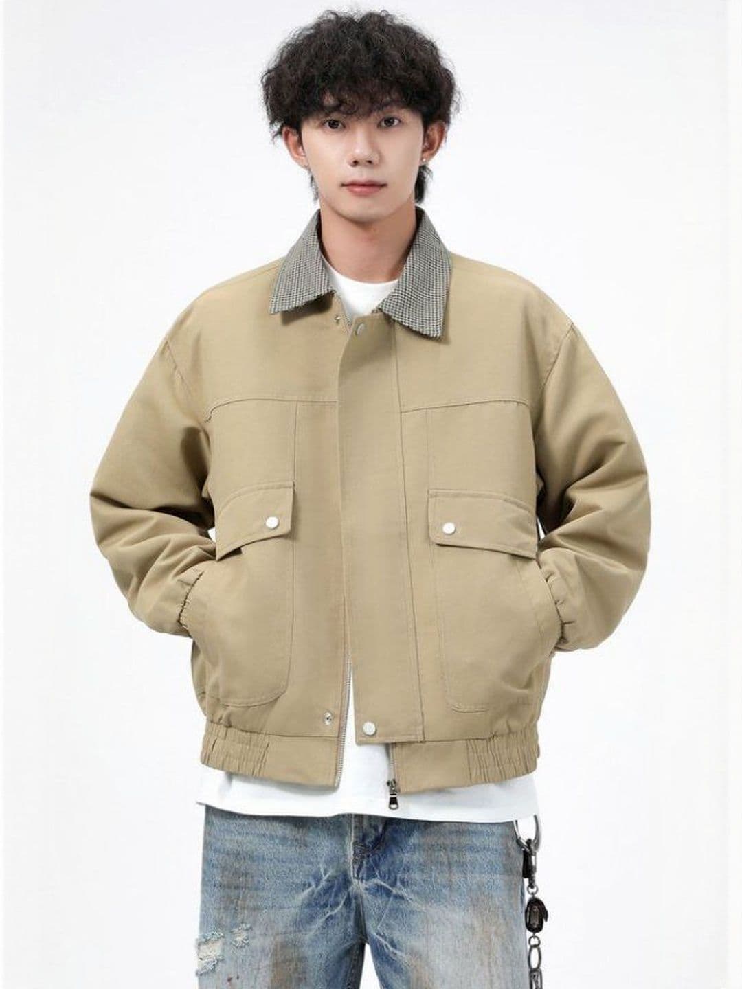 Mast & Harbour Men Spread Collar Solid Bomber Jacket - view 1