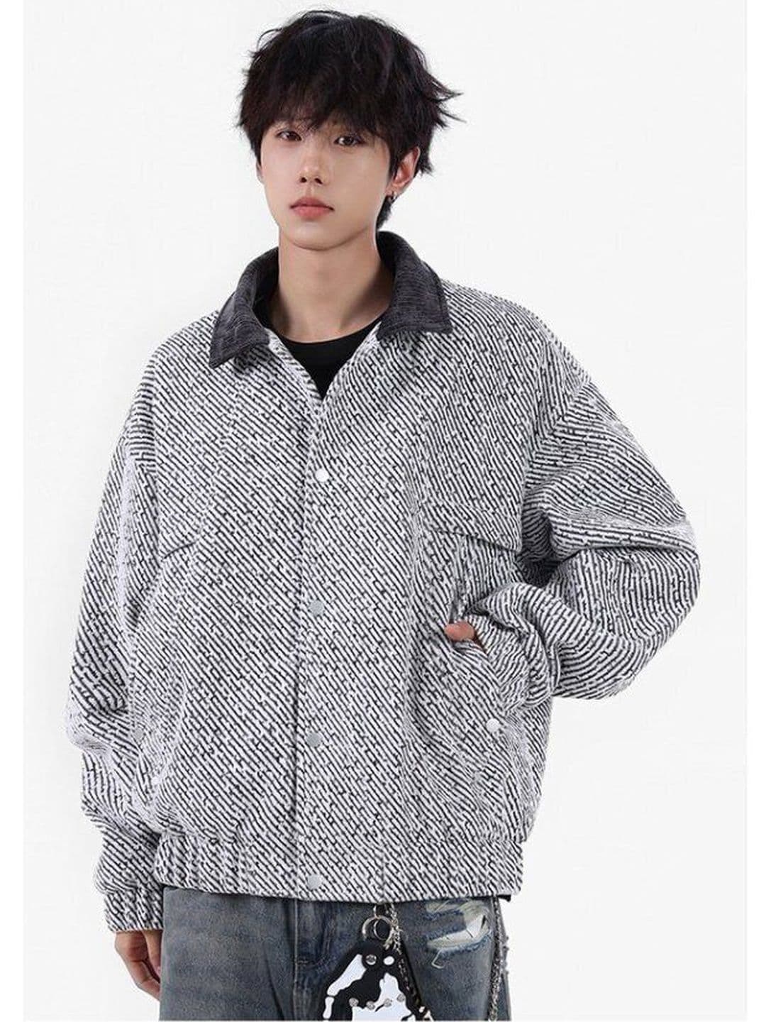 Mast & Harbour Men Geometric Printed Spread Collar Long Sleeve Open Front Jacket - view 1