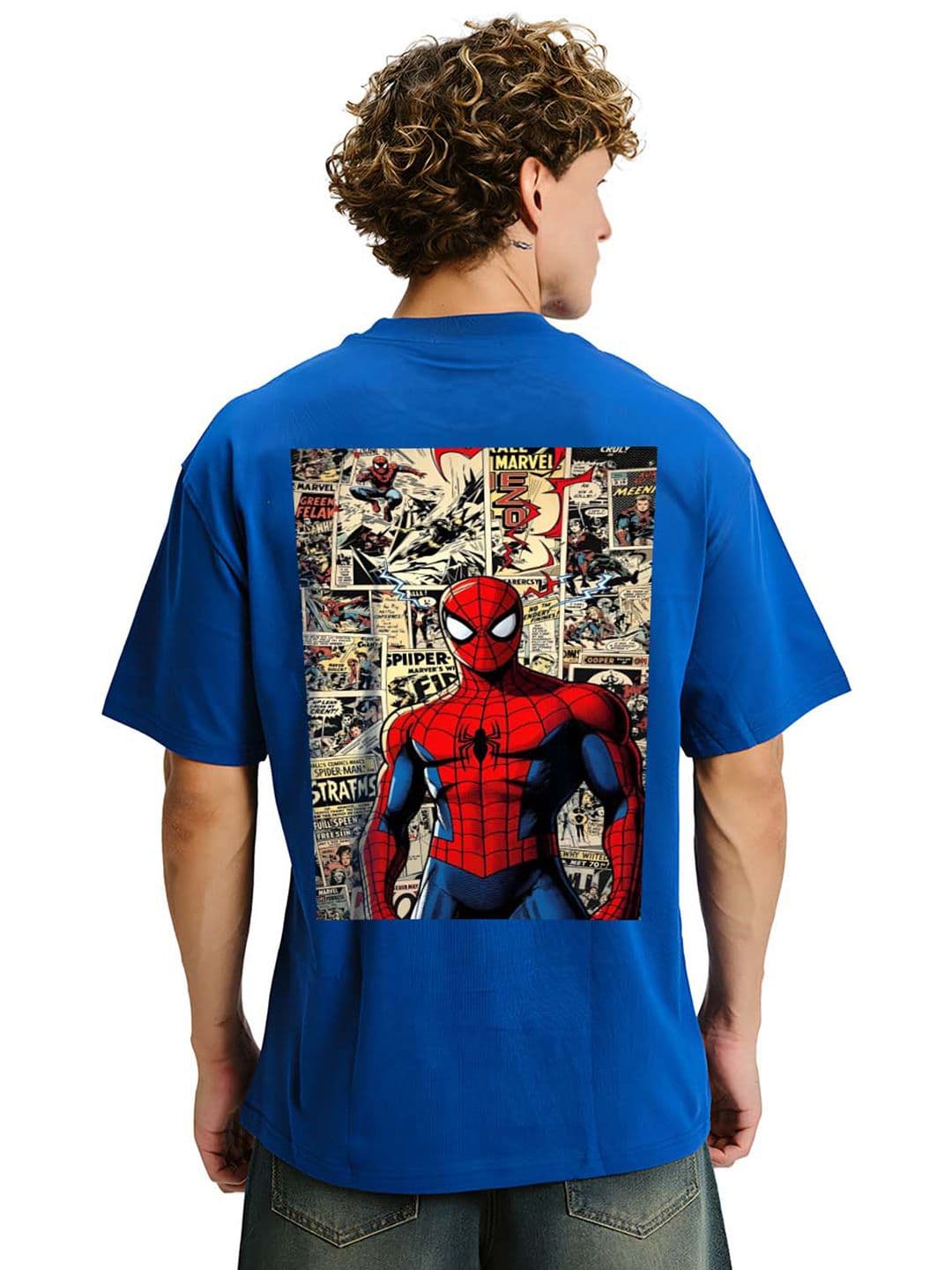 BDSQUARE Spider-Man Printed Drop-Shoulder Sleeves Pure Cotton Oversized T-shirt - view 1